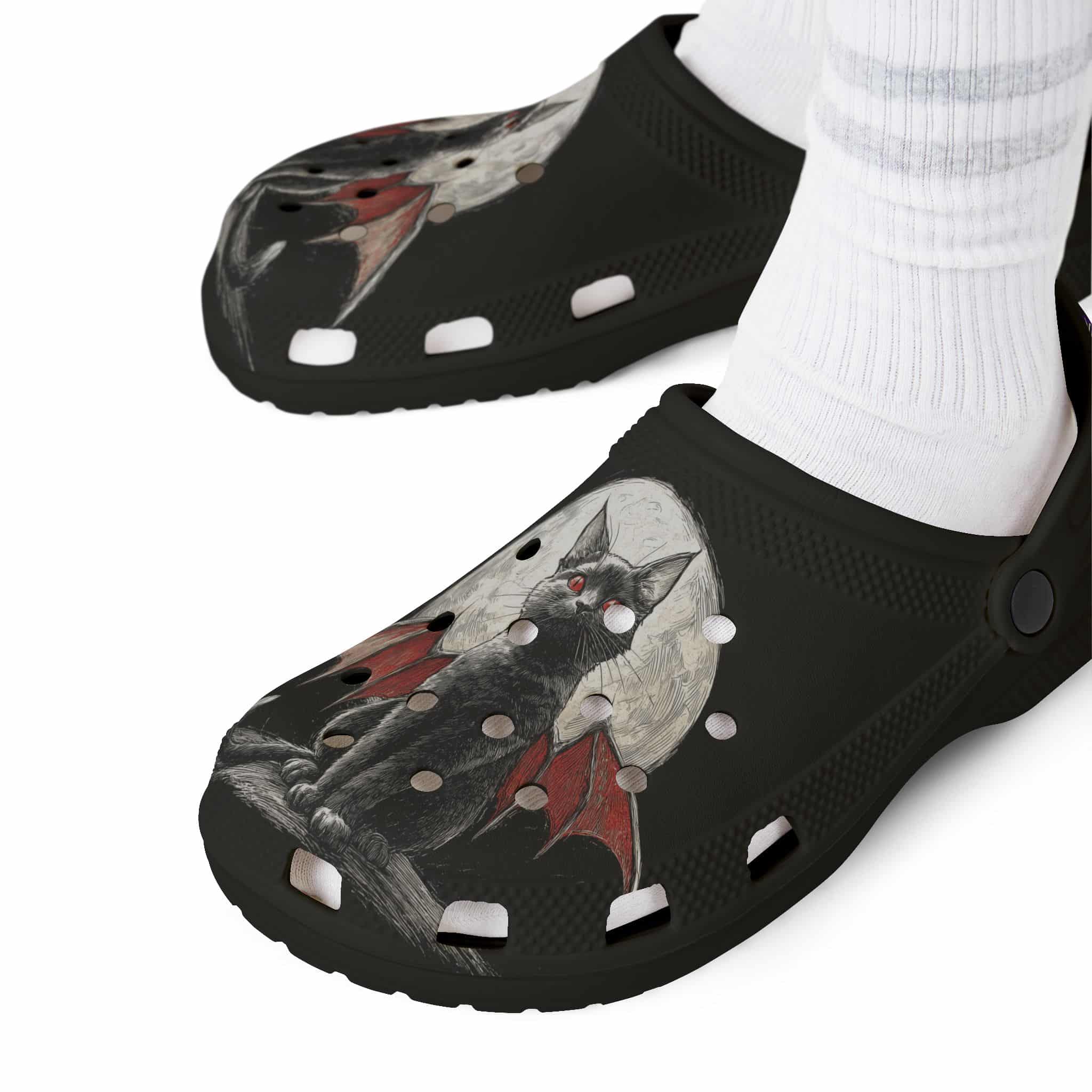 Scary Cute Halloween Bat Cat EVA Foam Shoes - Clog Style