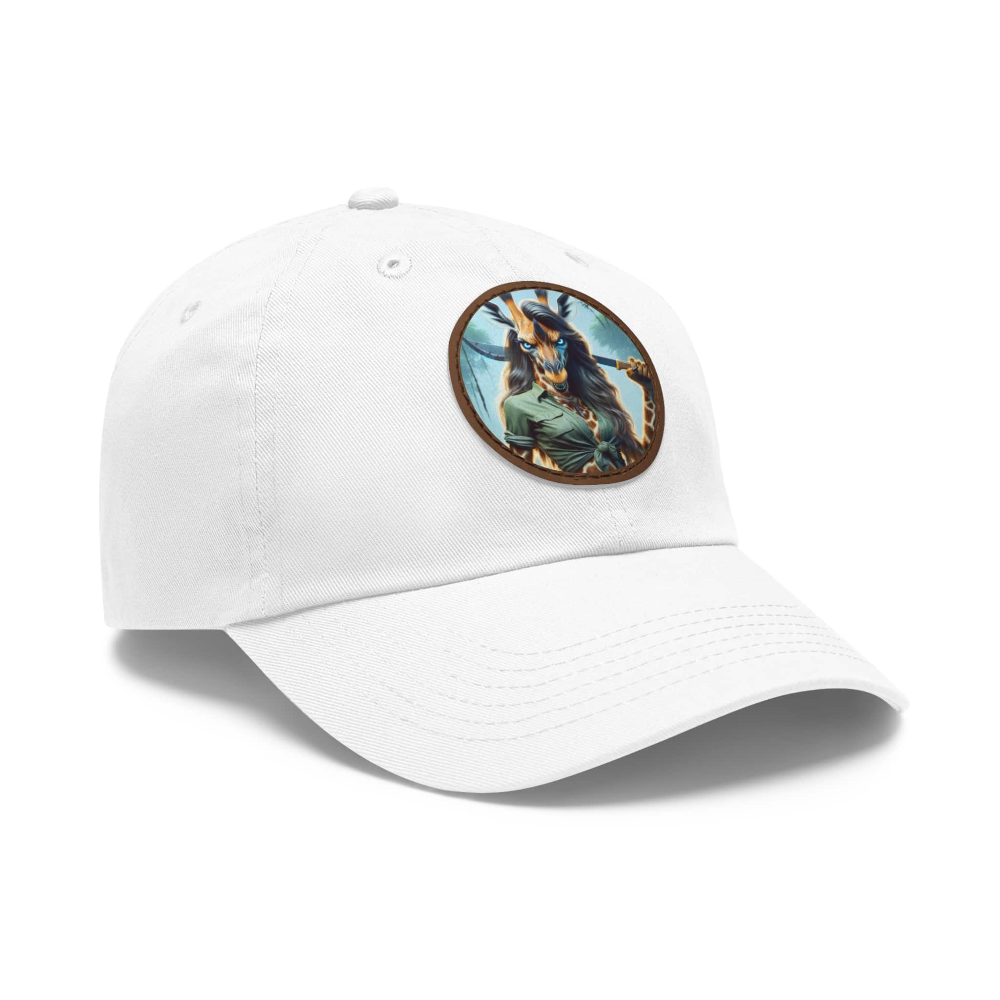 Arm The Animals: Hunter Giraffe Girl #AA-D-Gi001 Artistic Round Leather Patch Dad Hat - Stylish Casual Cap - Image 17