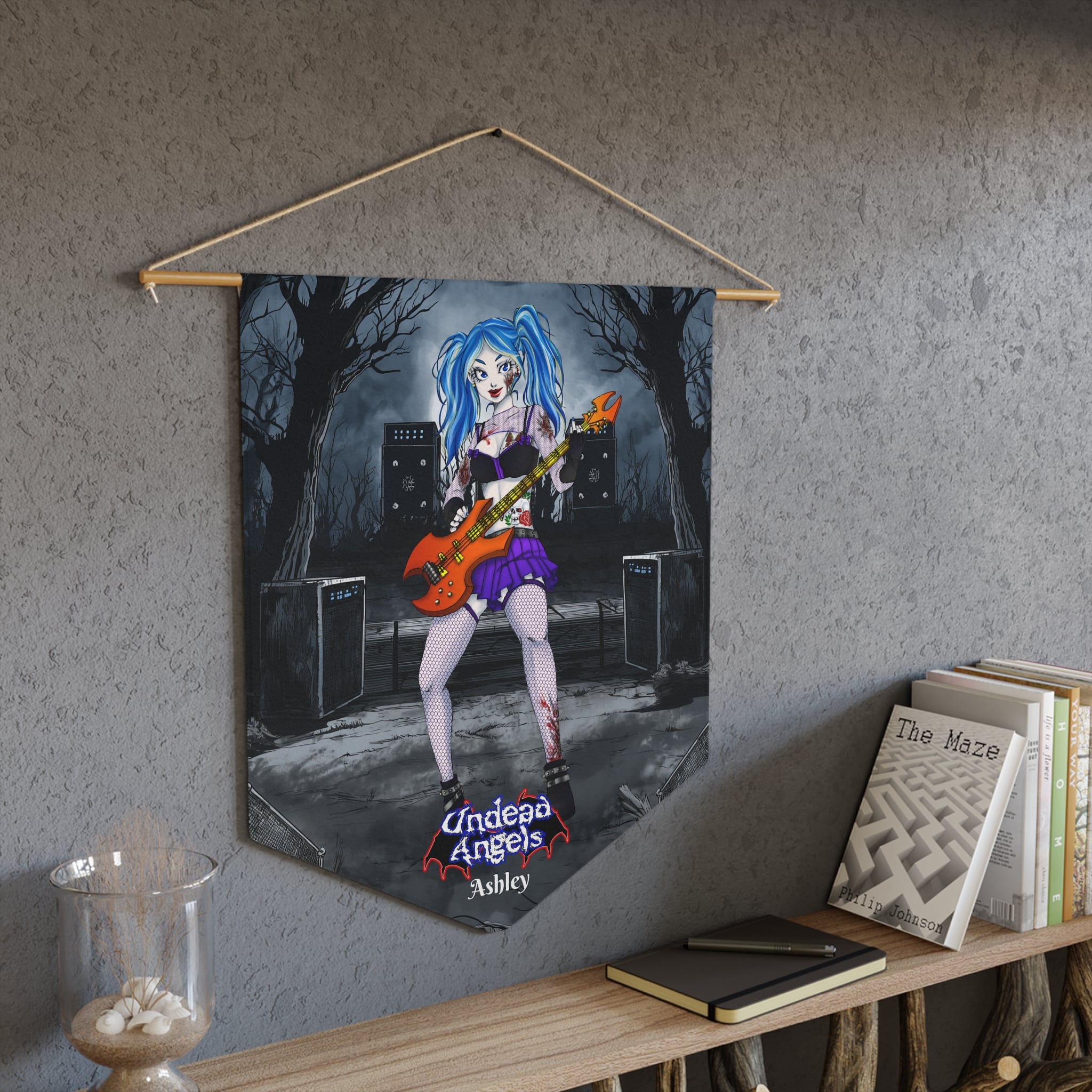 Ashley Undead Angel Bass Guitarist Classic Art Pennant - Image 4