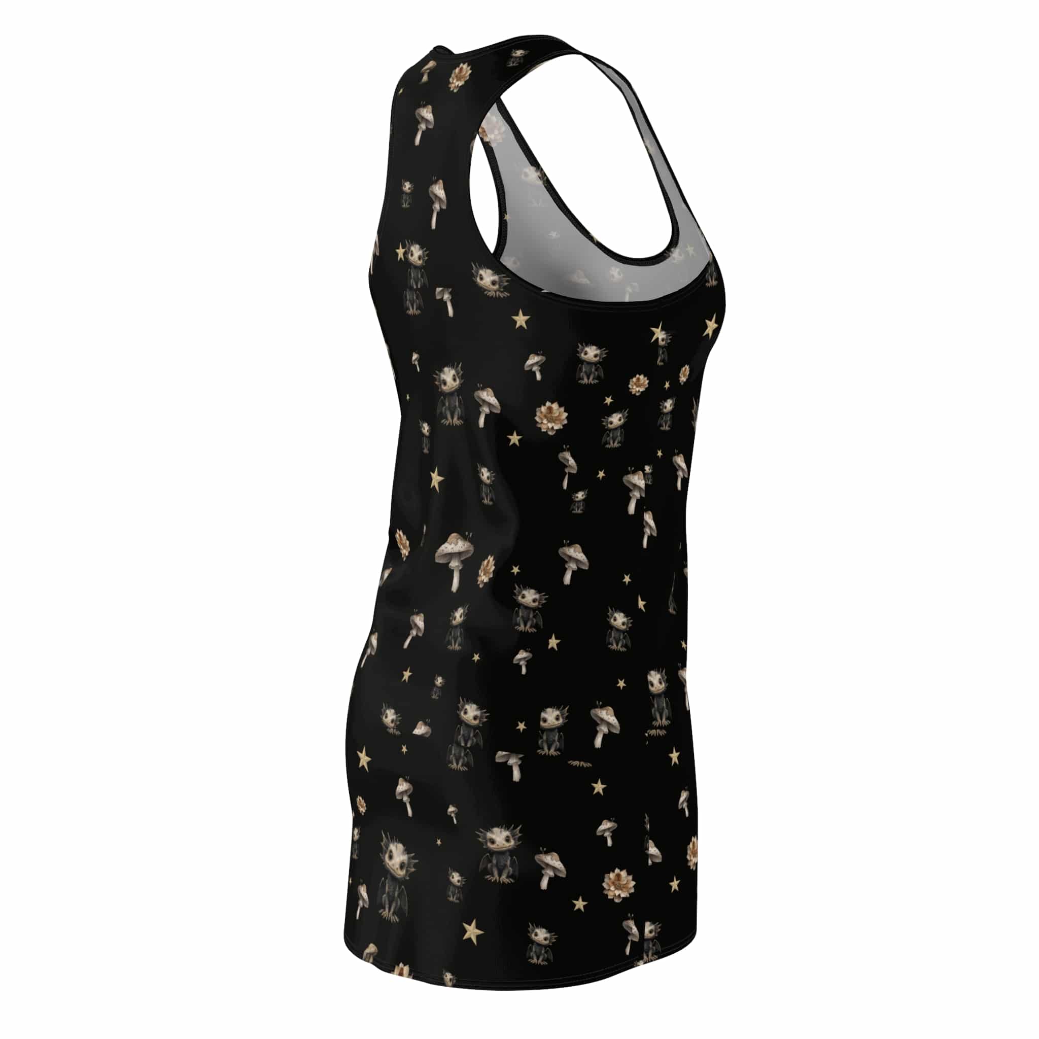 Baby Dragon & Mushrooms Pattern Women's Cut & Sew Racerback Dress (AOP) - Image 5