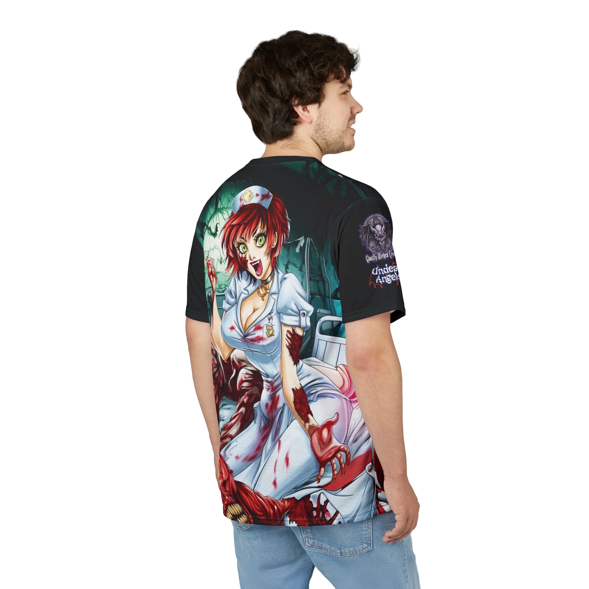 Undead Angels Zombie Nurse Abigail Classic Reborn Style III Unisex Cut & Sew Tee (AOP) - Image 13