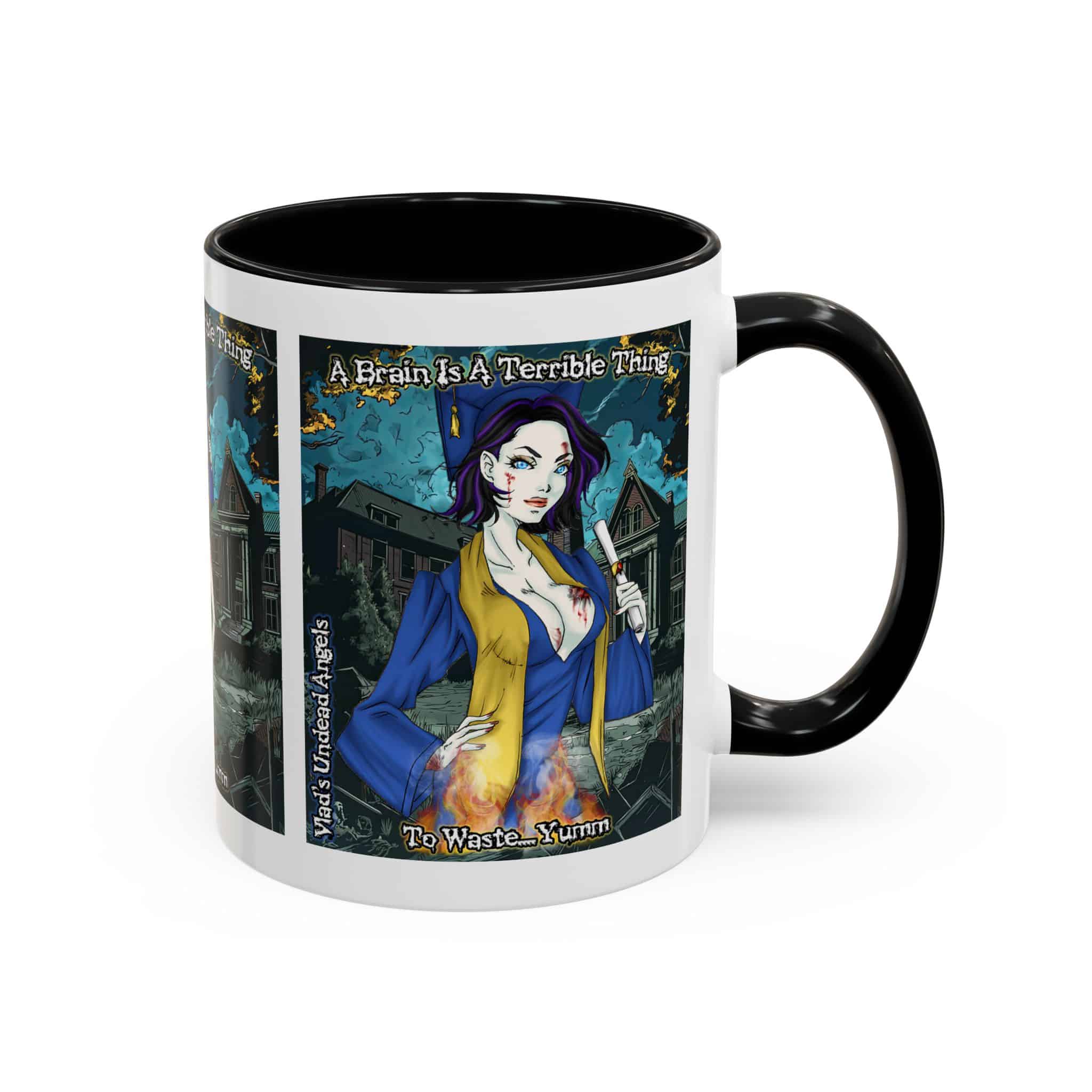 Tiffany Undead Angel Zombie Graduate – Classic Art V2 w/Text Accent Coffee Mug (11, 15oz) - Image 14