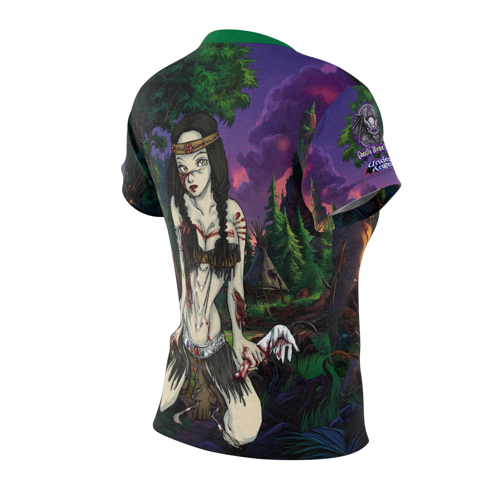 Undead Angels Zombie Native American Kaliska: Classic Art (w/ Text) Women's Cut & Sew Tee (AOP) - Image 4