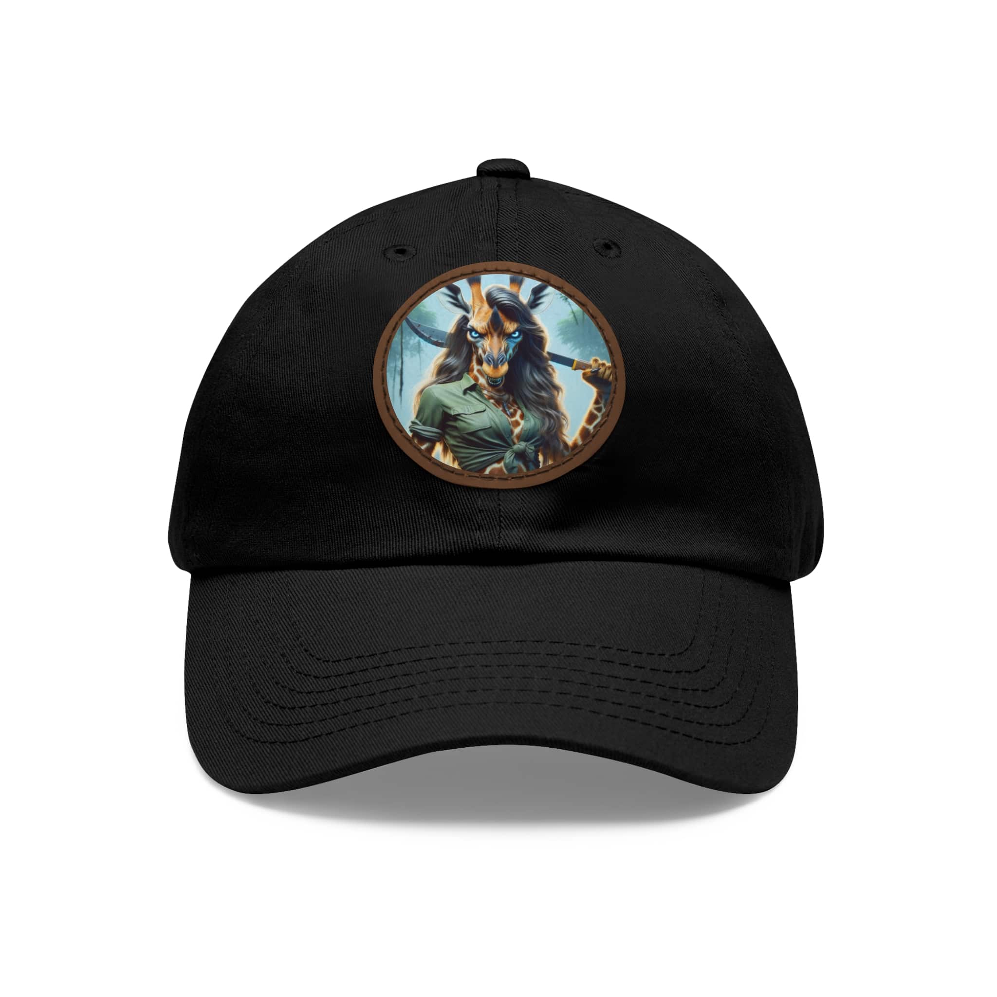 Arm The Animals: Hunter Giraffe Girl #AA-D-Gi001 Artistic Round Leather Patch Dad Hat - Stylish Casual Cap - Image 56