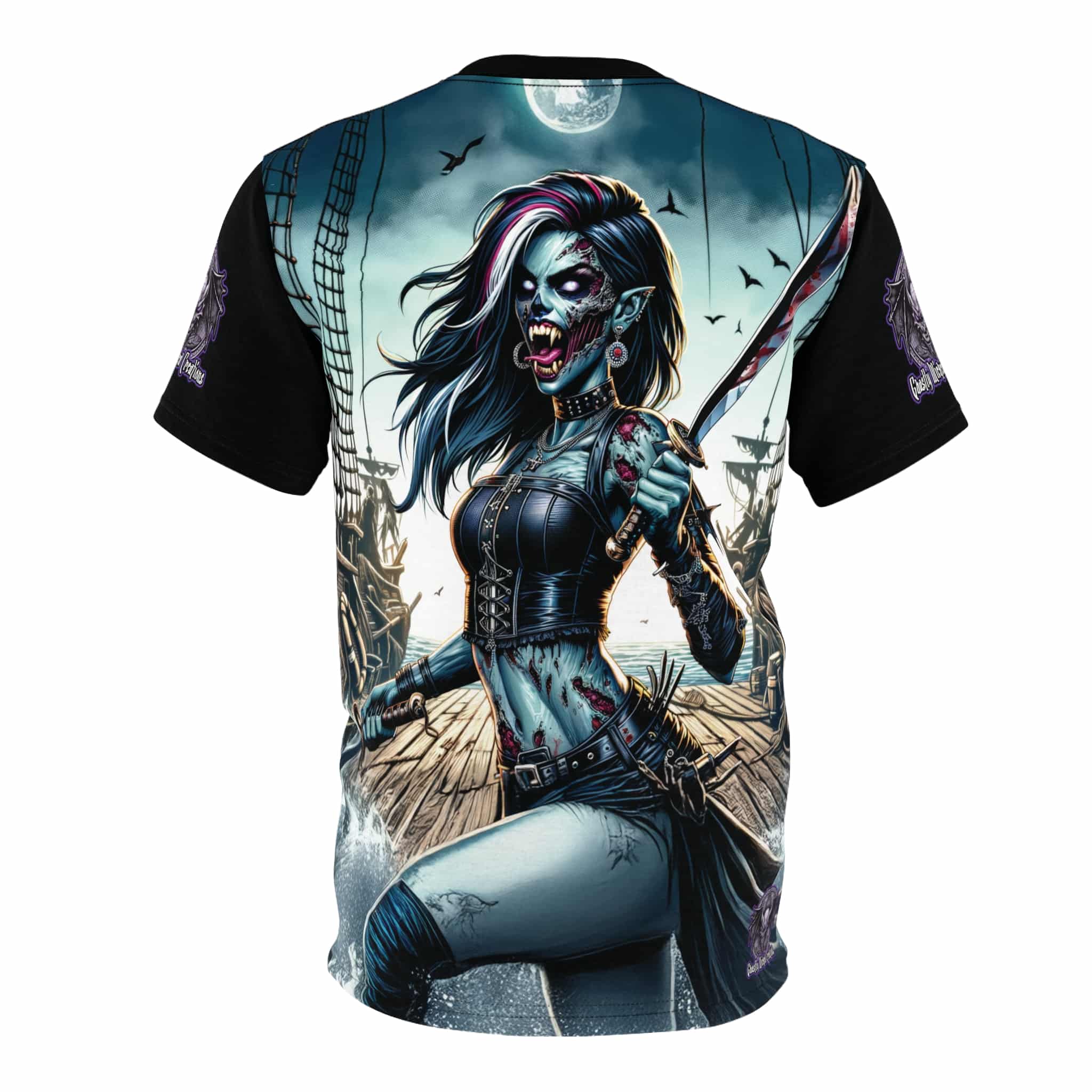 Undead Pirate Lass #ML-D-UP004 Unisex Cut & Sew Tee (AOP) - Image 2