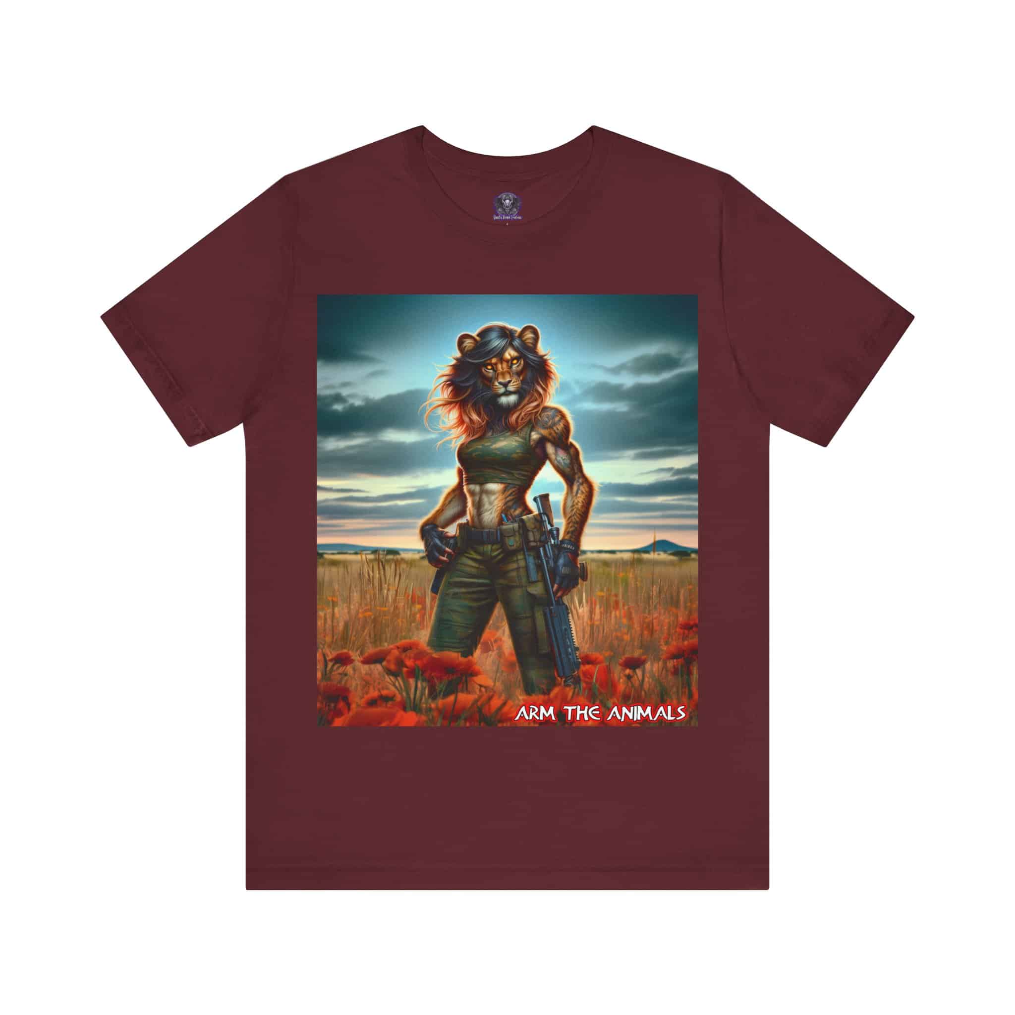Arm The Animals: Hunter Lioness #AA-D-Lis001 Unisex Jersey Short Sleeve Tee - Image 26