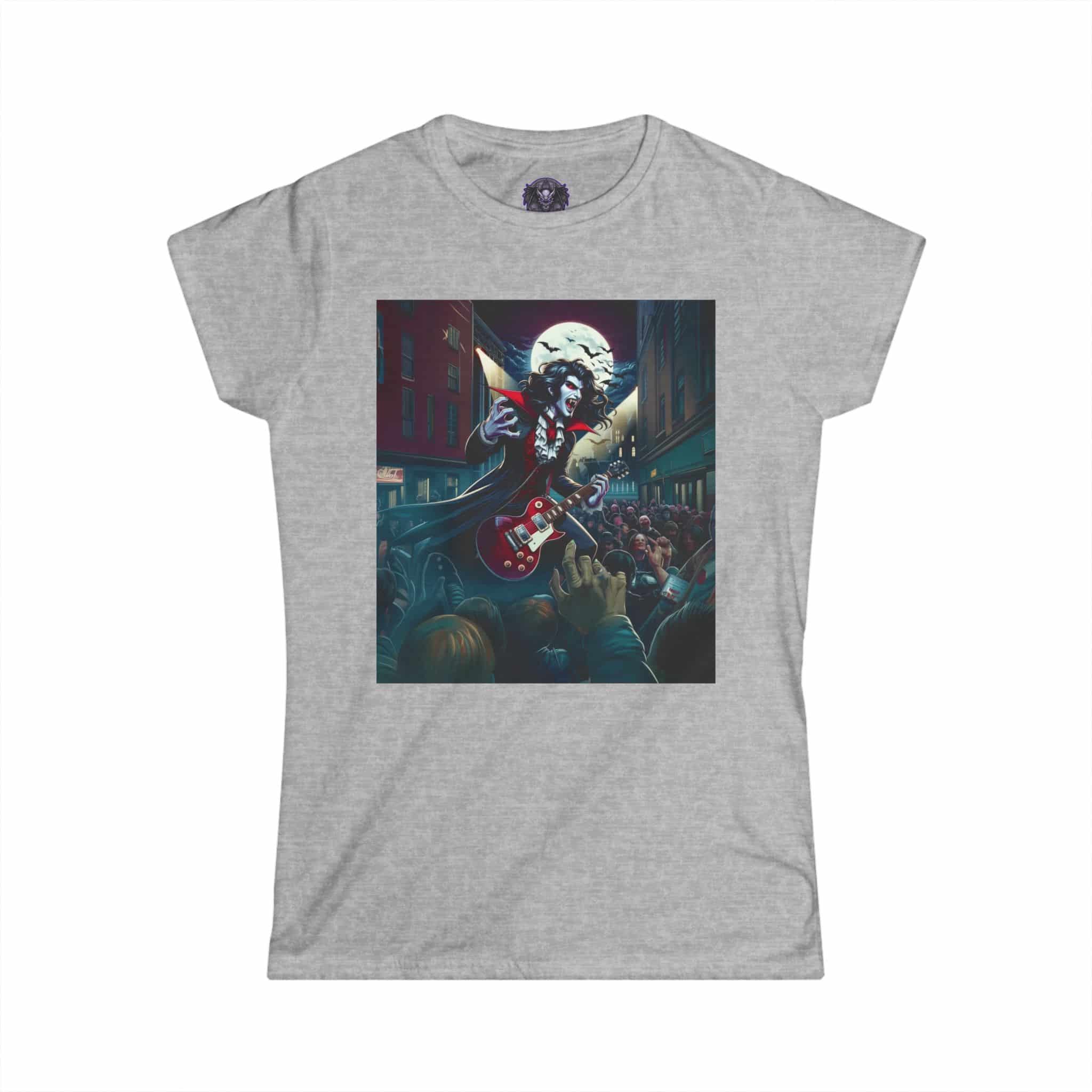 Monster Mosh 2024 Tour Dracula On Guitar MM-D-D07 Women's Softstyle Tee - Image 10