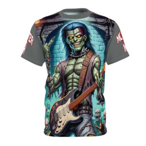 Monster Mosh 2024 Tour Frankie On Guitar MM-D002 Unisex Cut & Sew Tee (AOP) - Black or Grey Sleeves