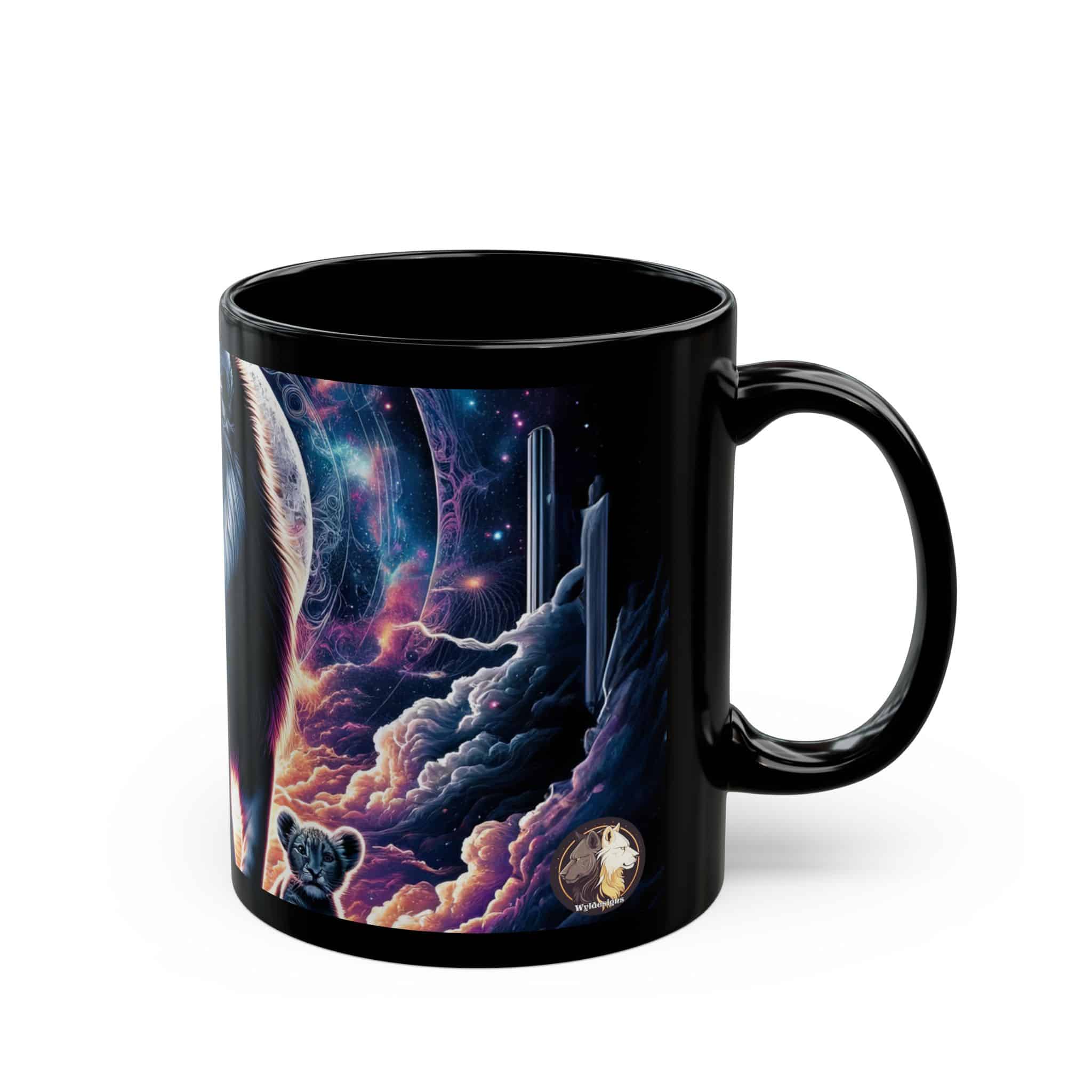 Cosmic Lion Family WD-D006 By Wyldesigns Black Mug (11oz, 15oz) - Image 2