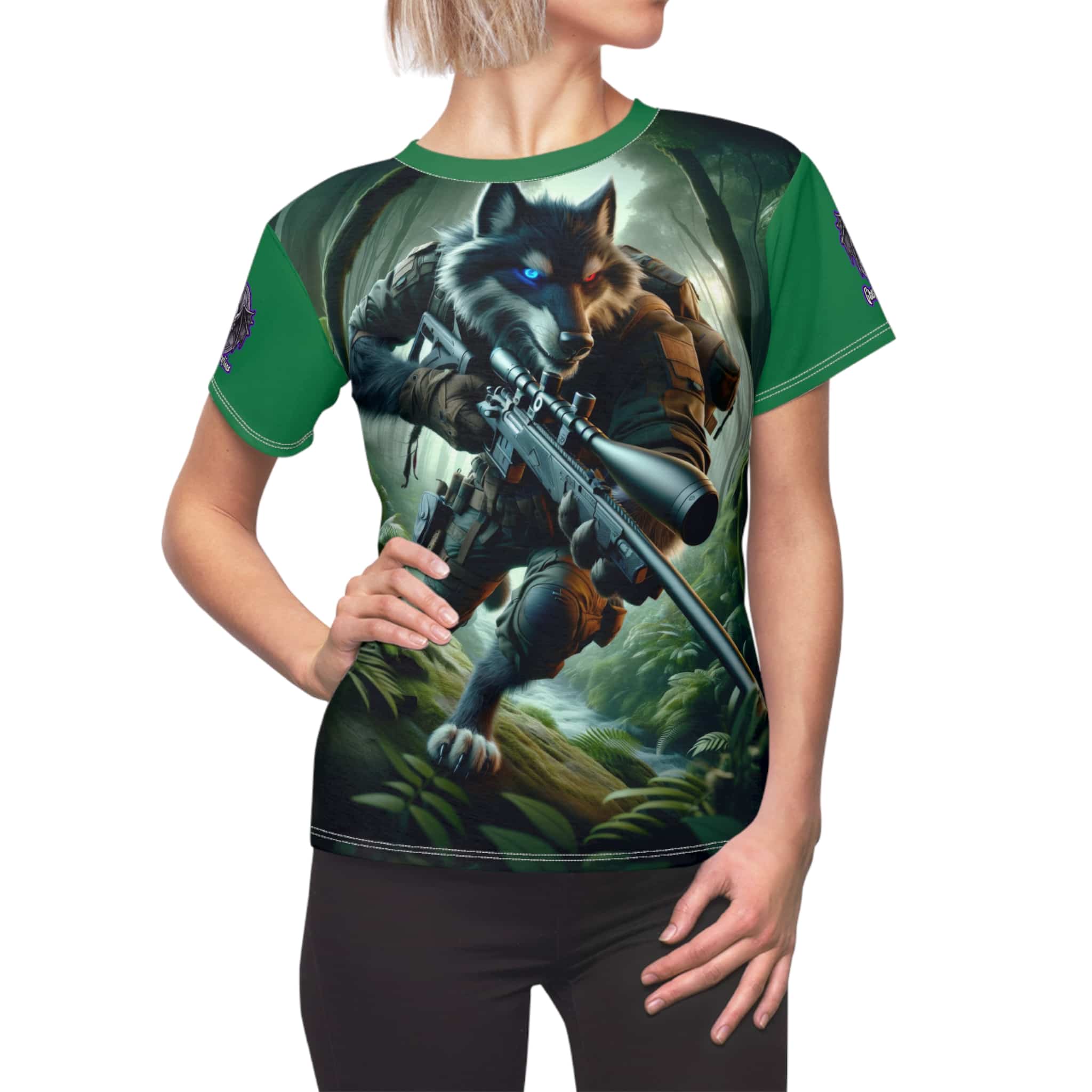 Arm The Animals: Hunter Wolf #AA-D-W001 Women's Cut & Sew Tee (AOP) - Image 10