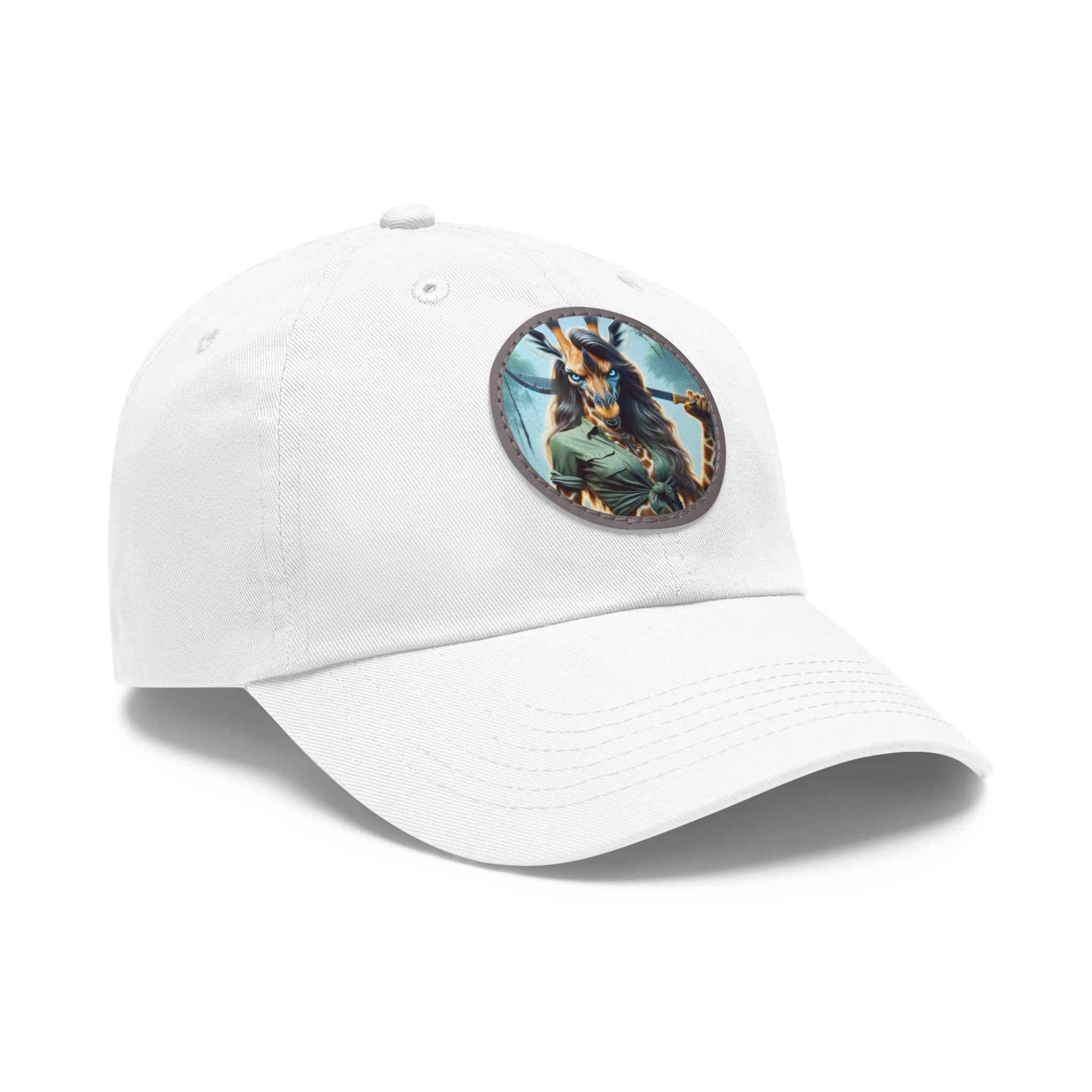 Arm The Animals: Hunter Giraffe Girl #AA-D-Gi001 Artistic Round Leather Patch Dad Hat - Stylish Casual Cap - Image 12