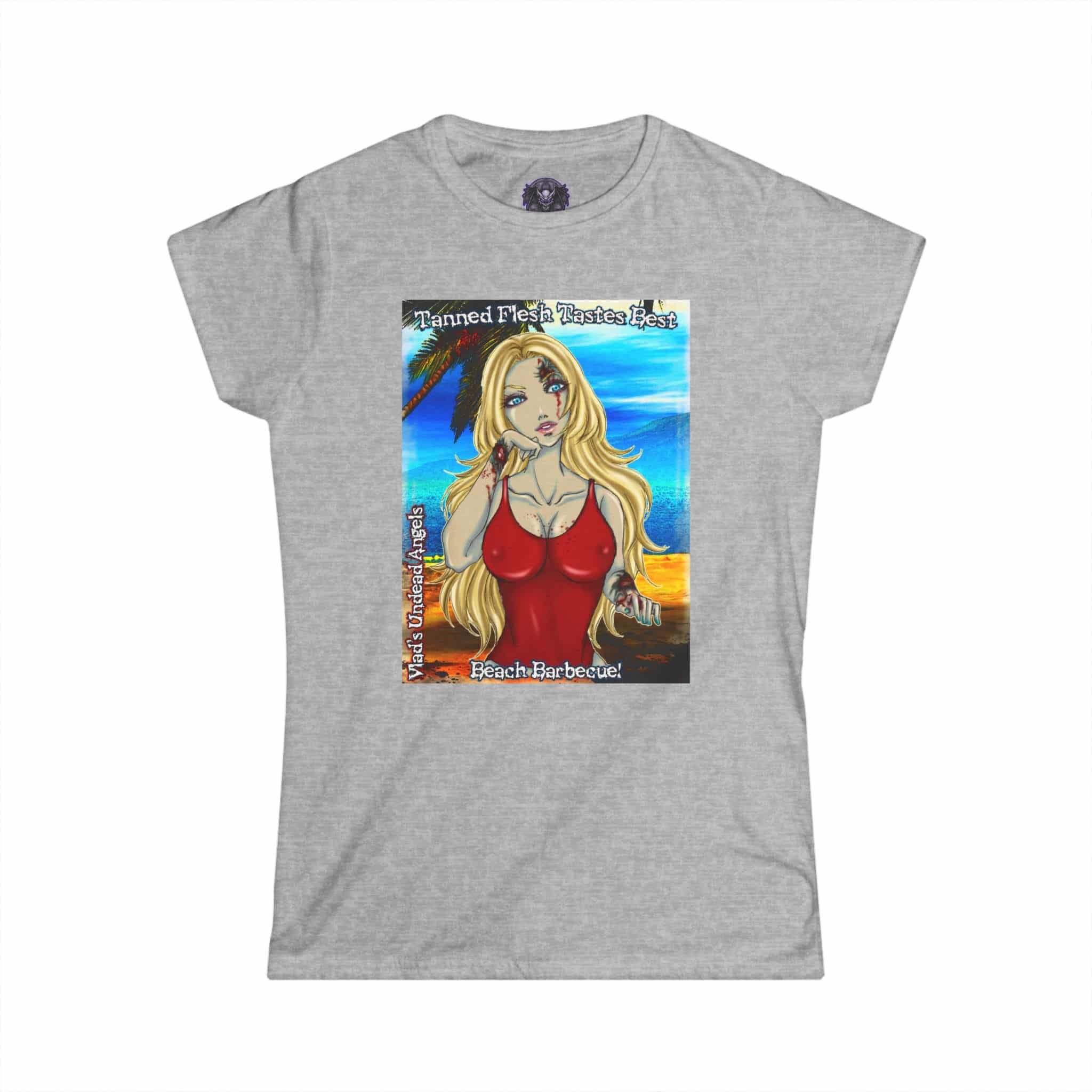 Shay Undead Angel Zombie Lifeguard - Classic Art w/Text C1 Re-Issue Women's Softstyle Tee - Image 22