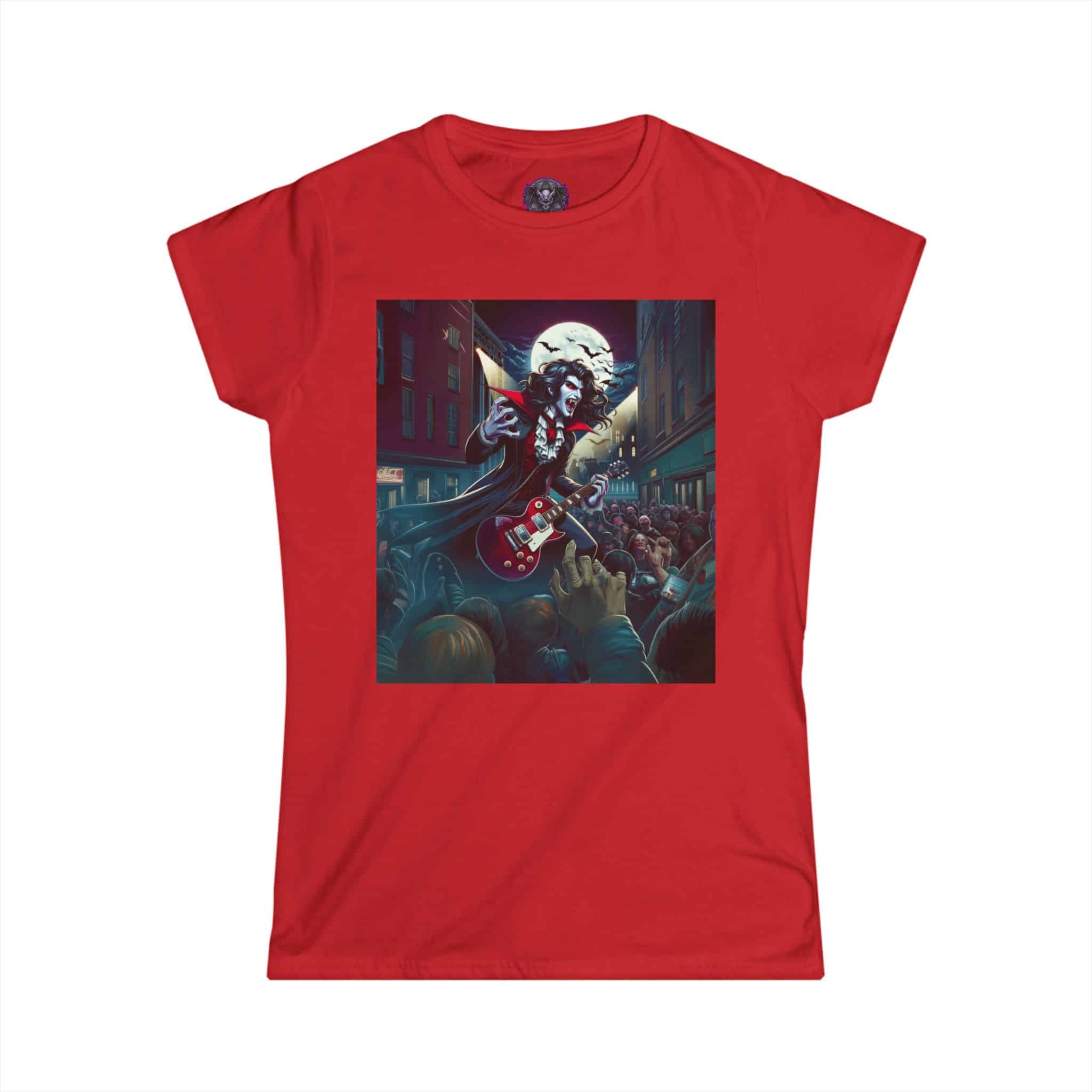 Monster Mosh 2024 Tour Dracula On Guitar MM-D-D07 Women's Softstyle Tee - Image 40