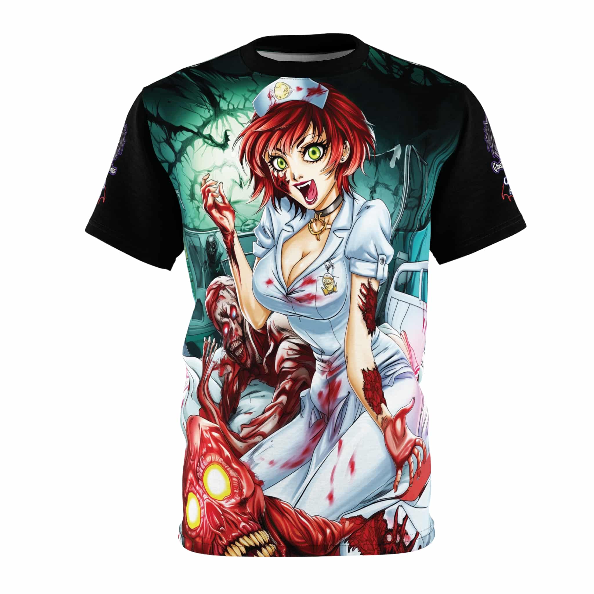 Undead Angels Zombie Nurse Abigail Classic Reborn Style III Unisex Cut & Sew Tee (AOP)