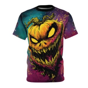 Evil Jack O' Lantern I Pop 60's Art Style Unisex Cut & Sew Tee (AOP)