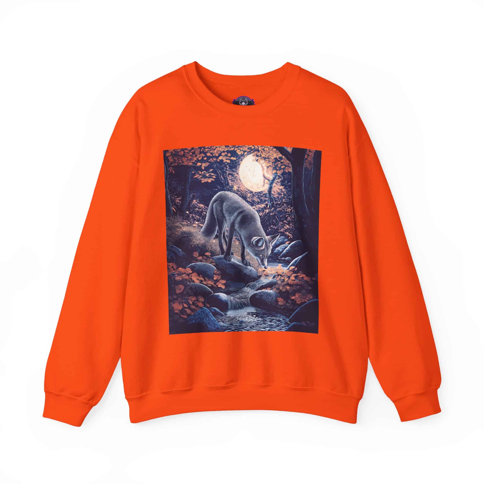Fox By Stream At Moonlight by Wyldesigns Unisex Heavy Blend™ Crewneck Sweatshirt - Image 11