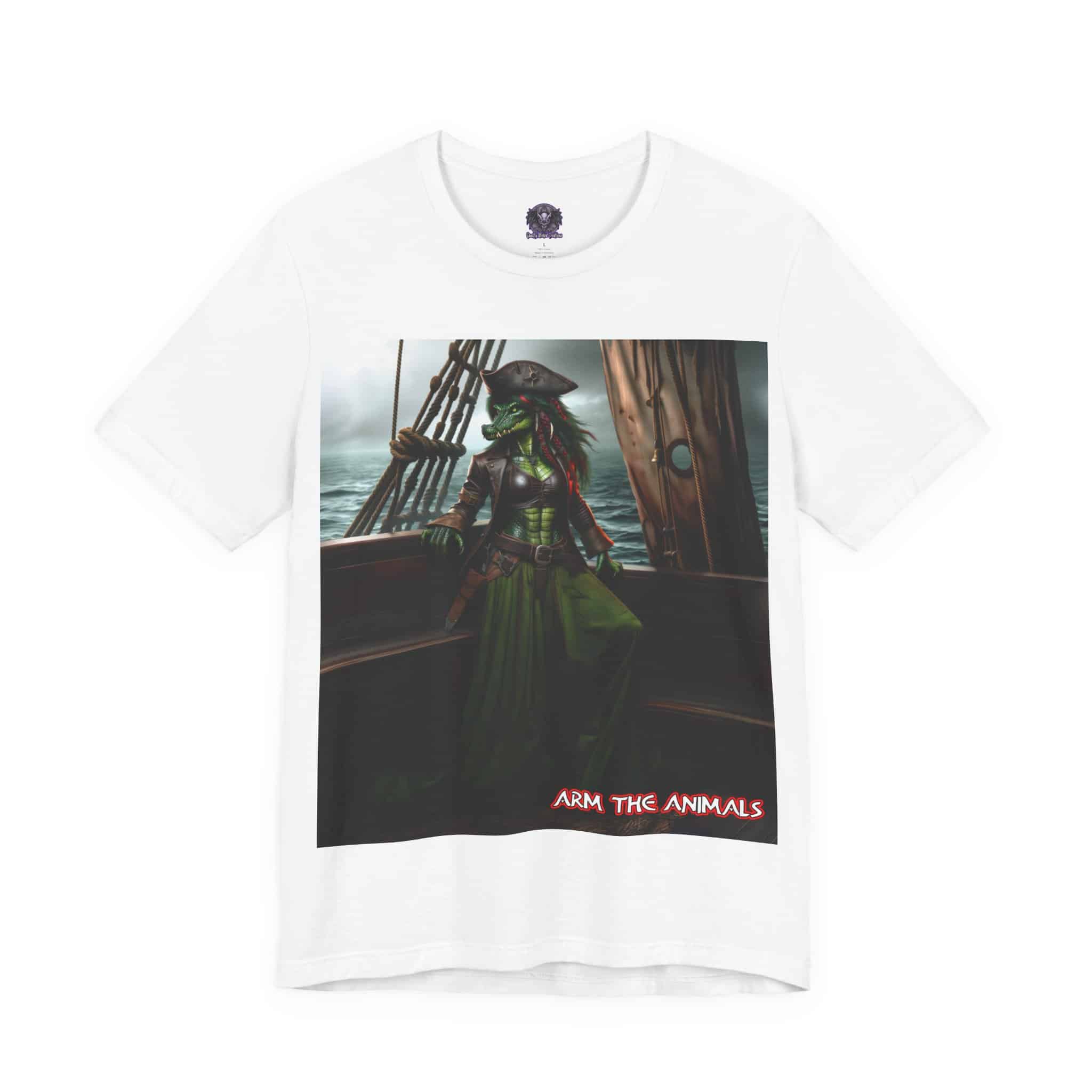 Arm The Animals: Pirate Gator Girl #AA-D-G001 Unisex Jersey Short Sleeve Tee - Image 18