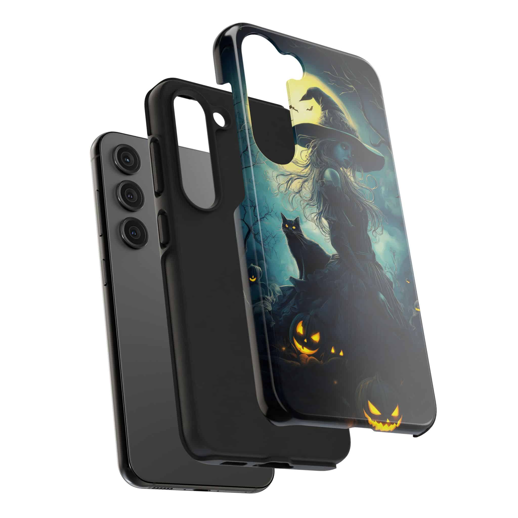 Witch With Black Cat By Moonlight #MJ-W001 Samsung S21, S22, S23, & S24 Tough Phone Cases - Image 8