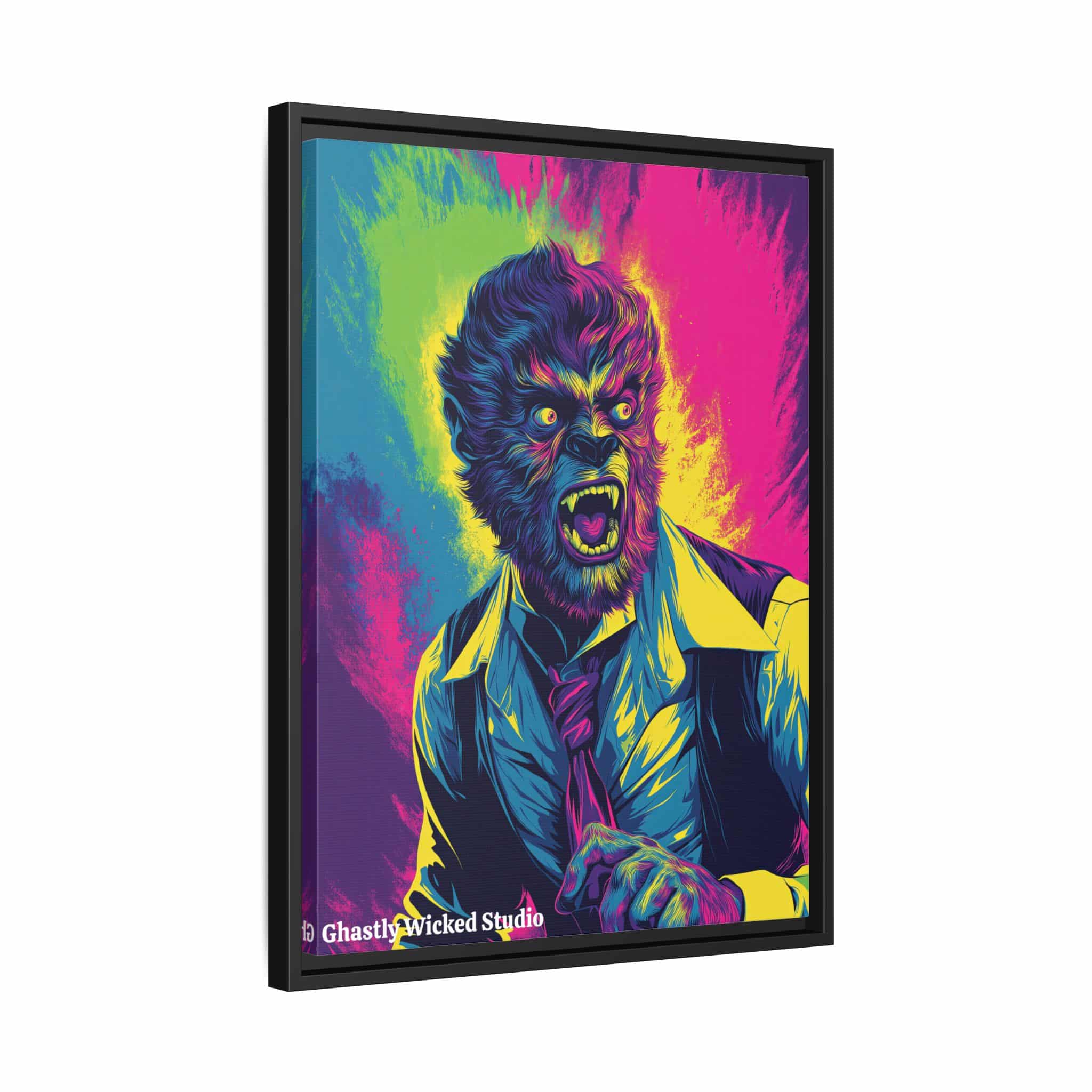 The Wolfman II Pop 60’s Art Style Matte Canvas, Black Frame Halloween - Image 8