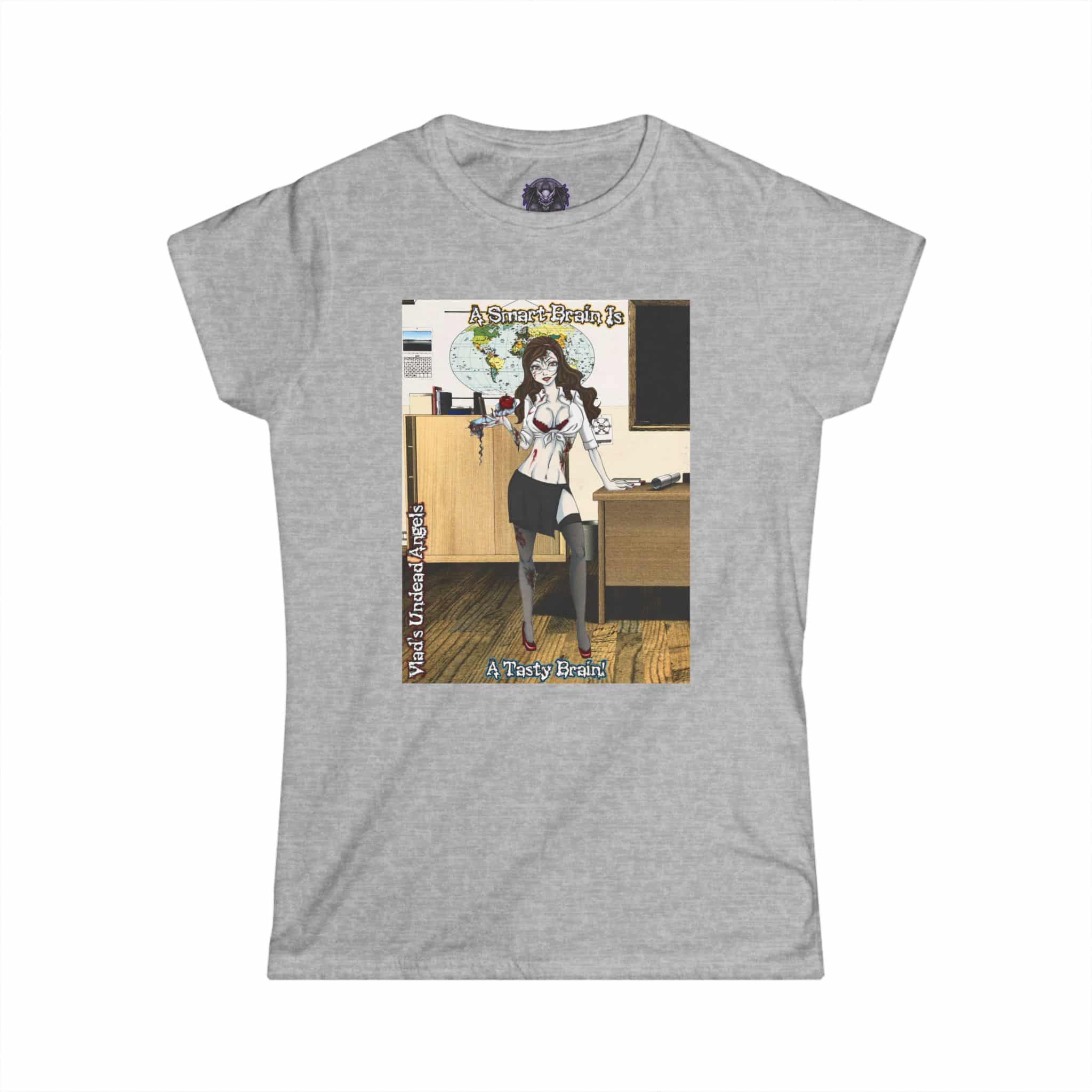 Charlotte Undead Angel Zombie Teacher – Classic Art w/Text Re-Issue Women's Softstyle Tee - Image 19