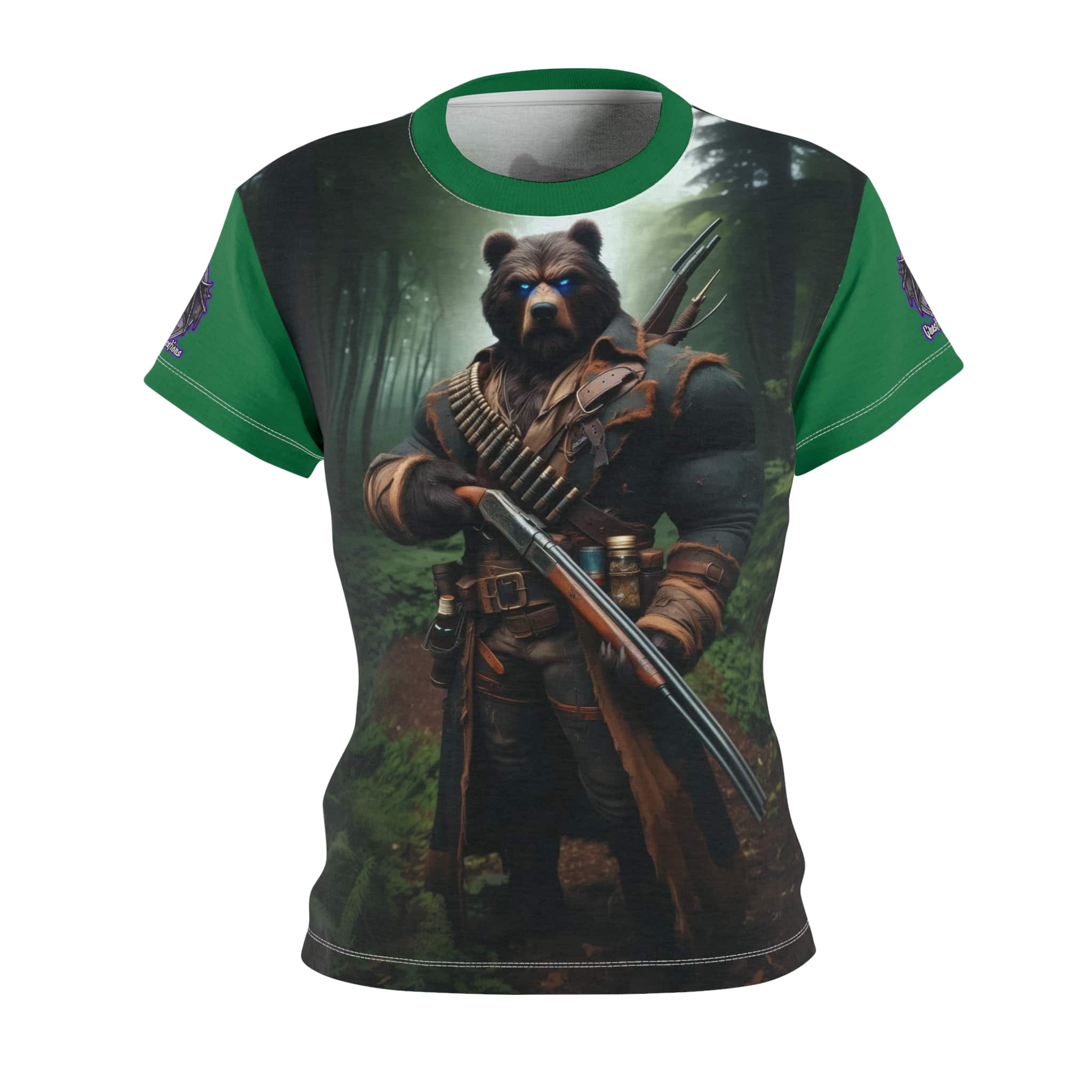 Arm The Animals: Hunter Bear #AA-D-Be001 Women's Cut & Sew Tee (AOP) - Image 7