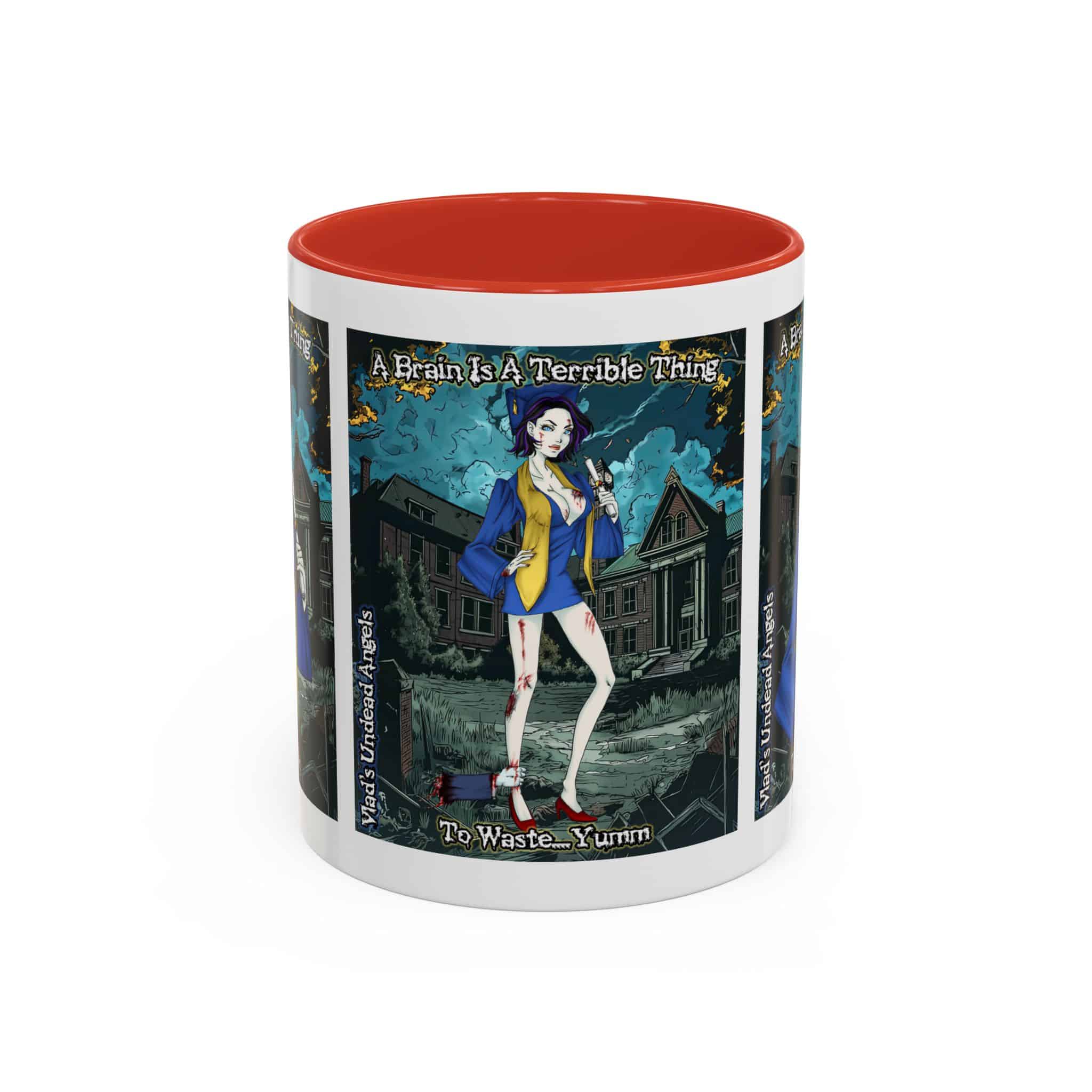 Tiffany Undead Angel Zombie Graduate – Classic Art V2 w/Text Accent Coffee Mug (11, 15oz) - Image 10
