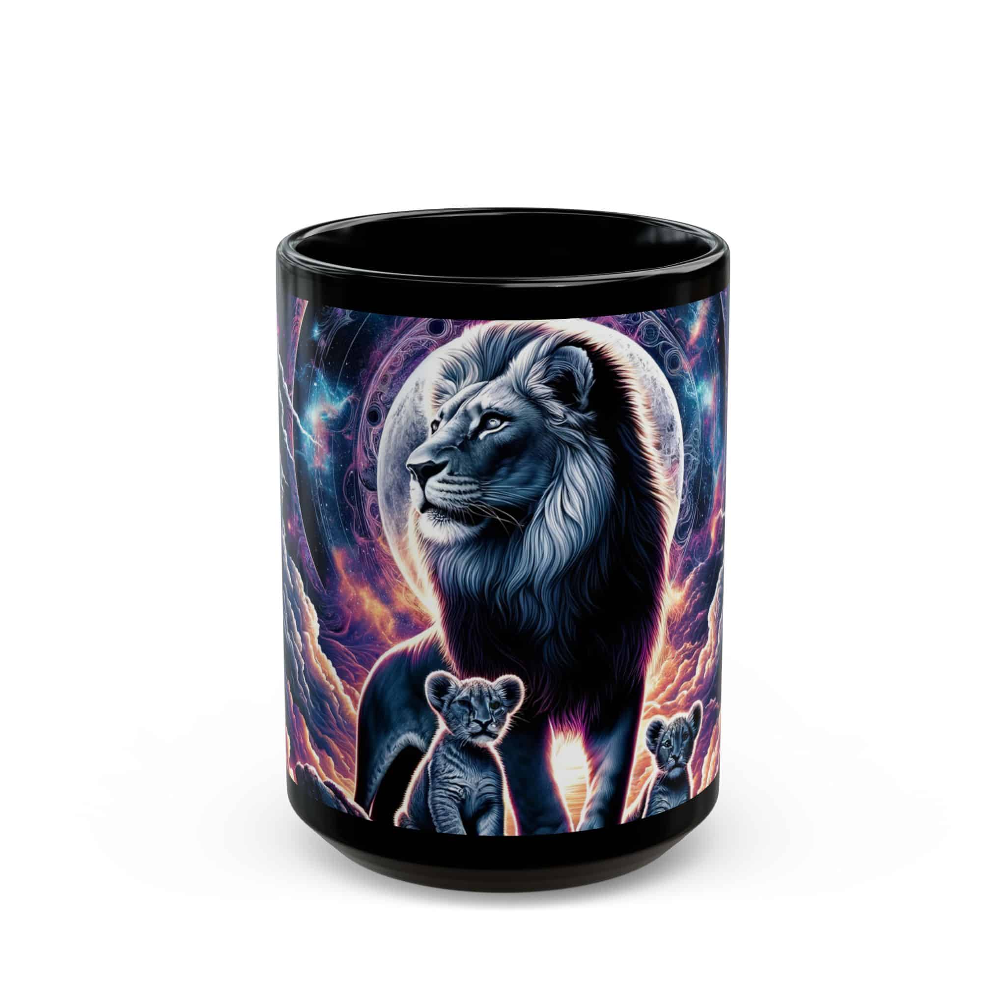 Cosmic Lion Family WD-D006 By Wyldesigns Black Mug (11oz, 15oz) - Image 5