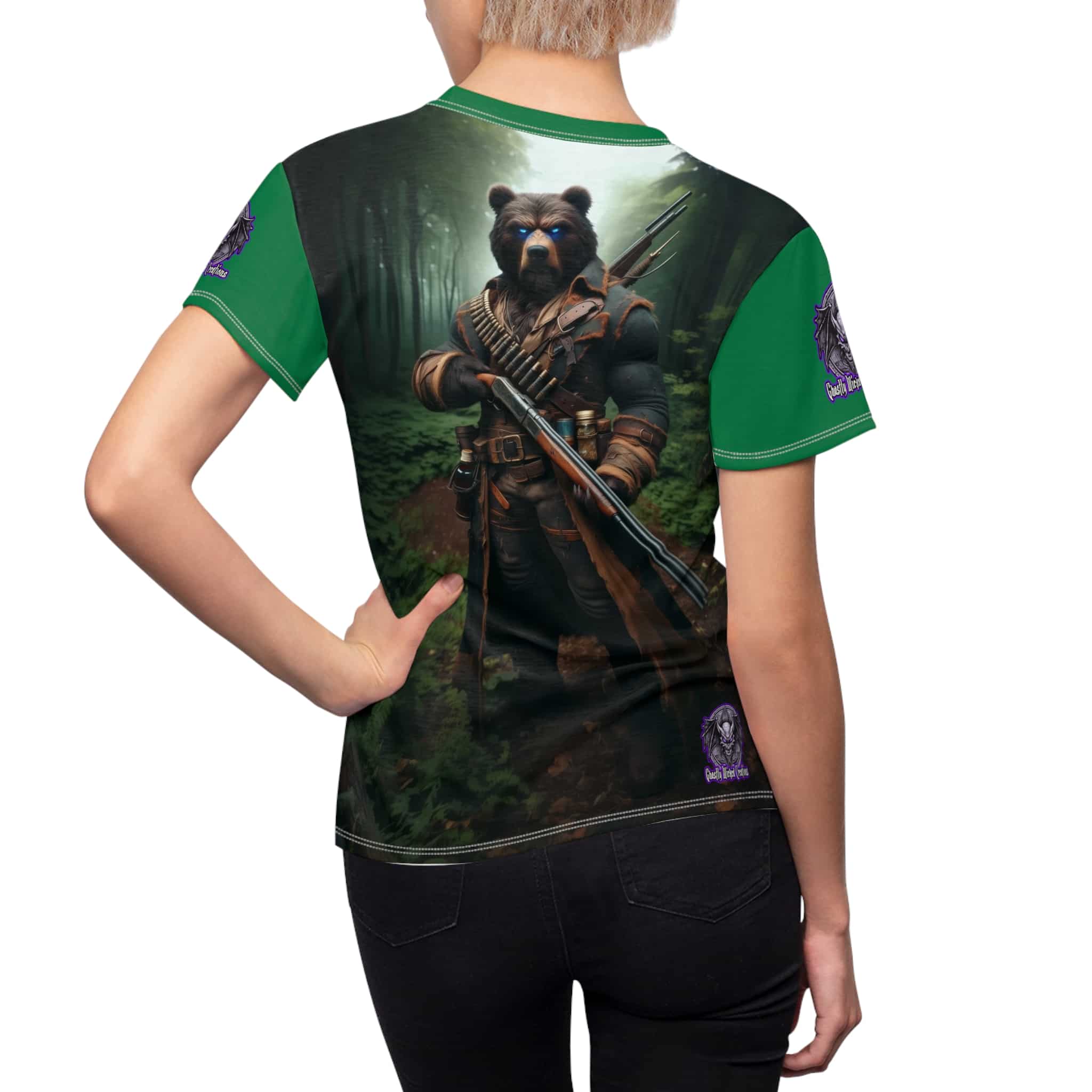 Arm The Animals: Hunter Bear #AA-D-Be001 Women's Cut & Sew Tee (AOP) - Image 11