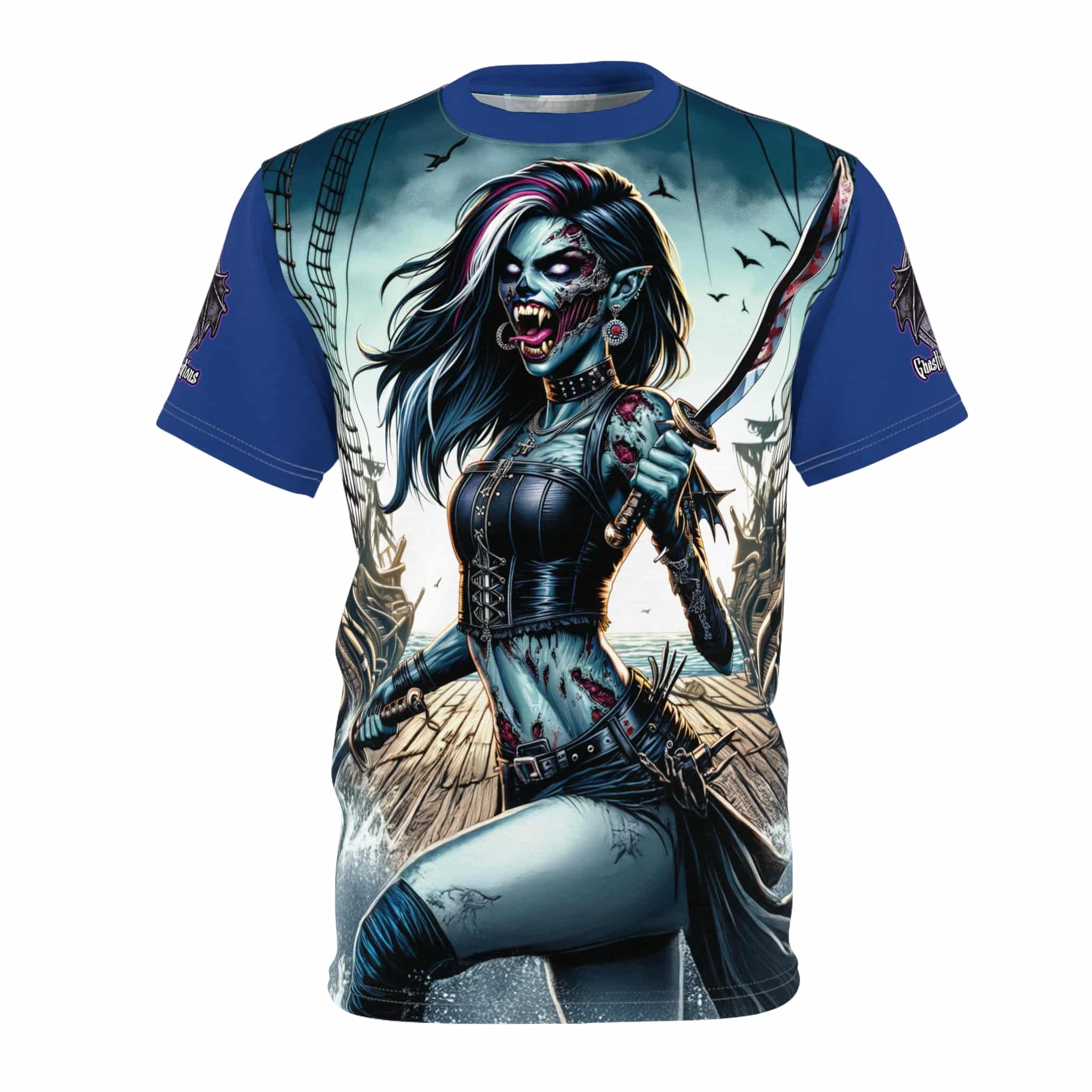 Undead Pirate Lass #ML-D-UP004 Unisex Cut & Sew Tee (AOP) - Image 5