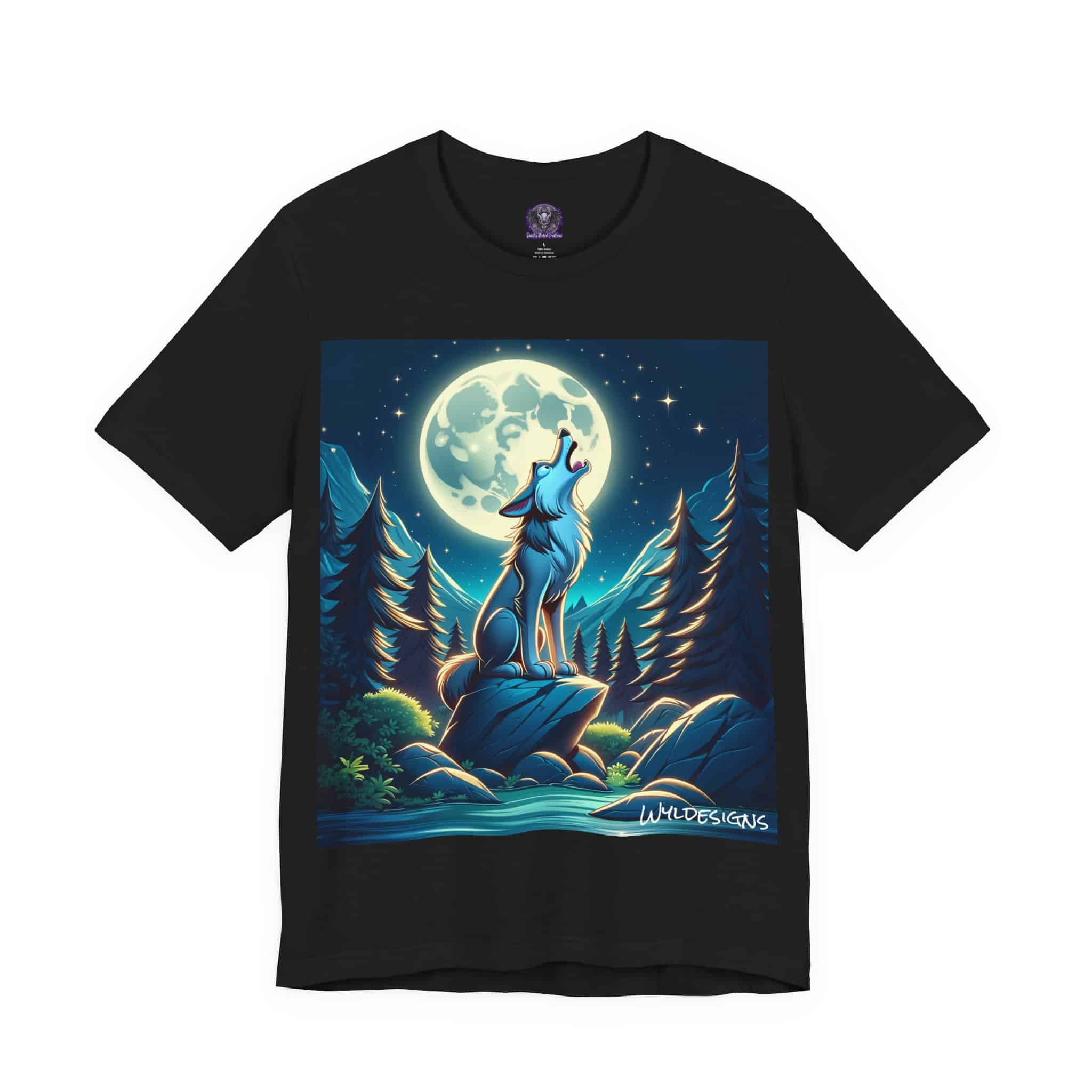 Howling Wolf Toon Style WD-D012 By Wyldesigns Unisex Jersey Short Sleeve Tee - Image 7