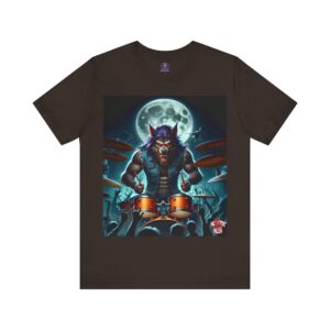 Monster Mosh 2024 Tour Wolfie On Drums MM-D004 Unisex Jersey Short Sleeve Tee