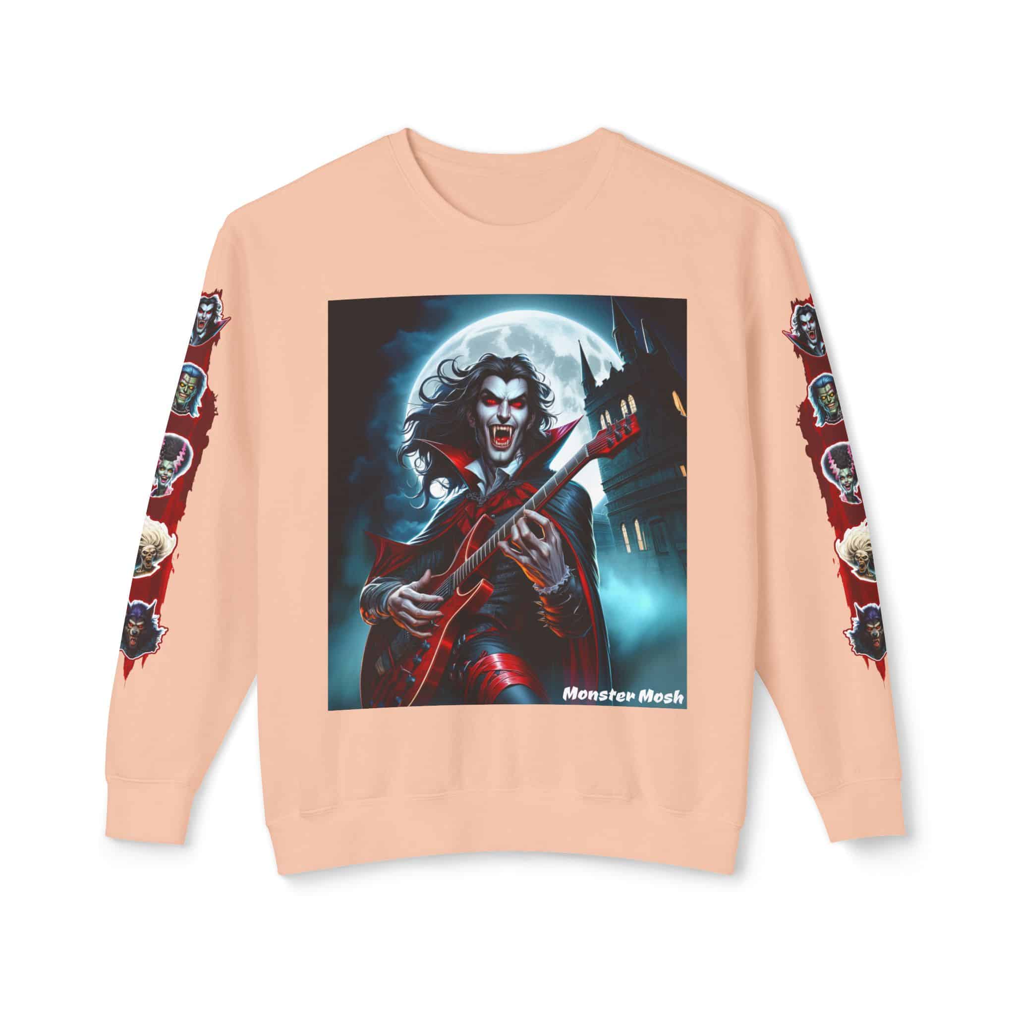Monster Mosh 2024 Tour Drac on Guitar MM-D001 Deluxe Unisex Lightweight Crewneck Sweatshirt - Image 21