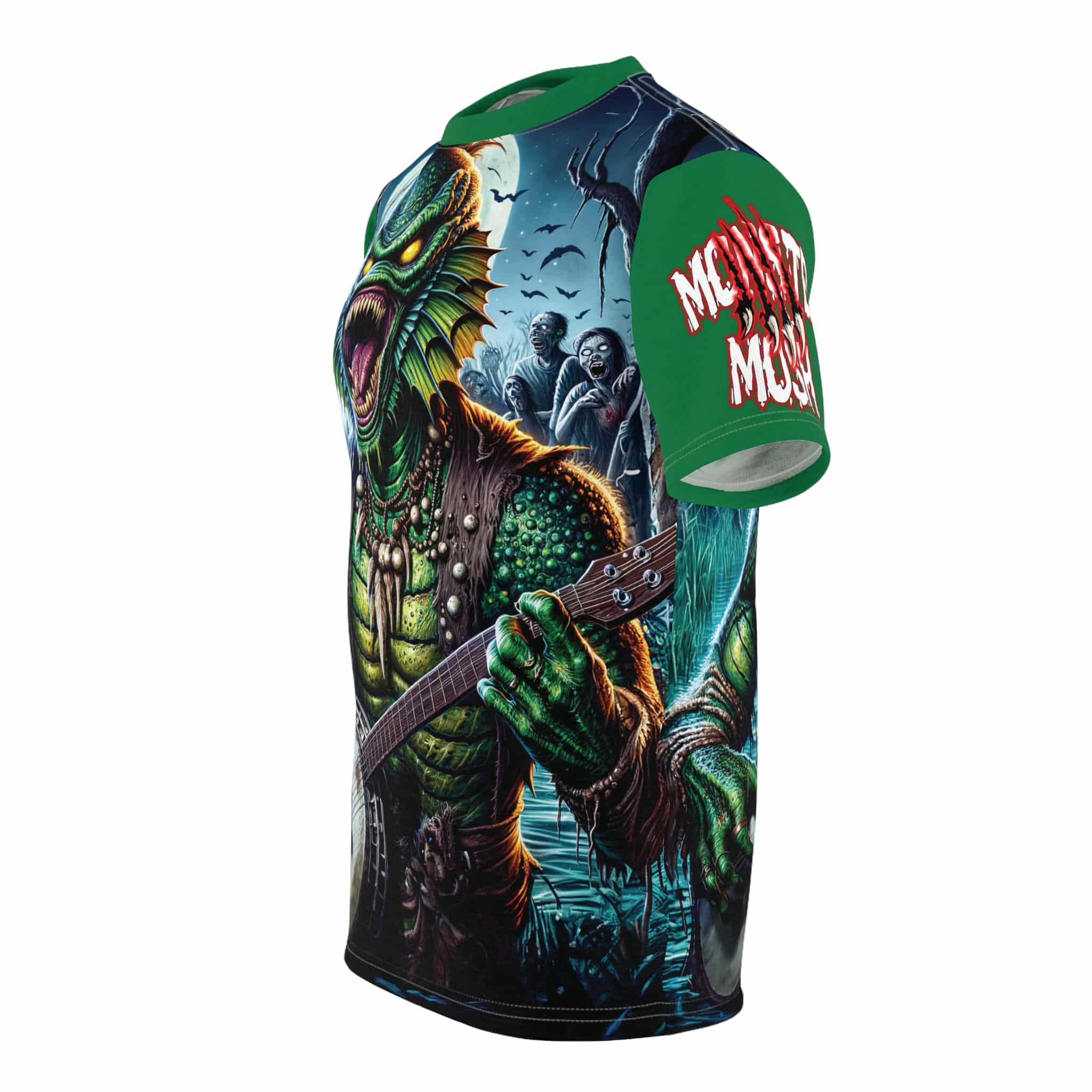 Monster Mosh 2024 Tour Gill On Banjo MM-D005 Unisex Cut & Sew Tee (AOP) - Black or Green Sleeves - Image 3