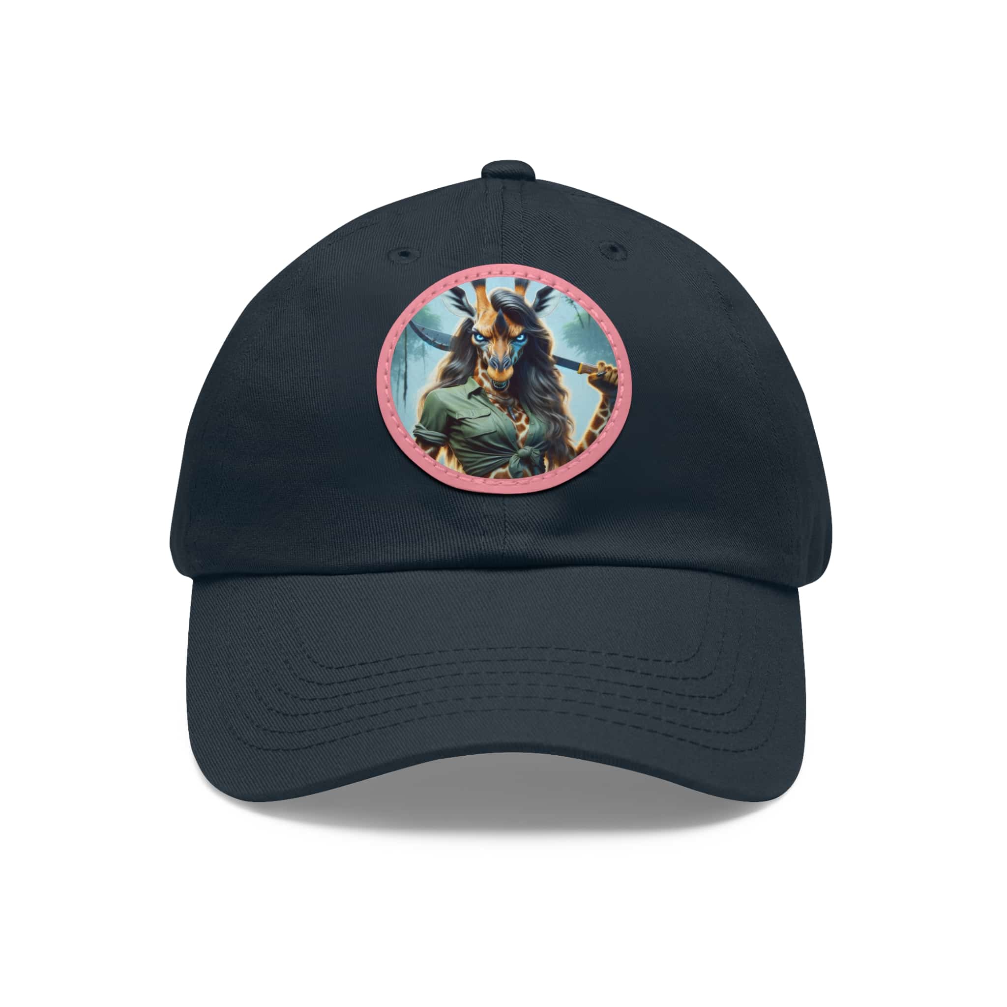 Arm The Animals: Hunter Giraffe Girl #AA-D-Gi001 Artistic Round Leather Patch Dad Hat - Stylish Casual Cap - Image 81
