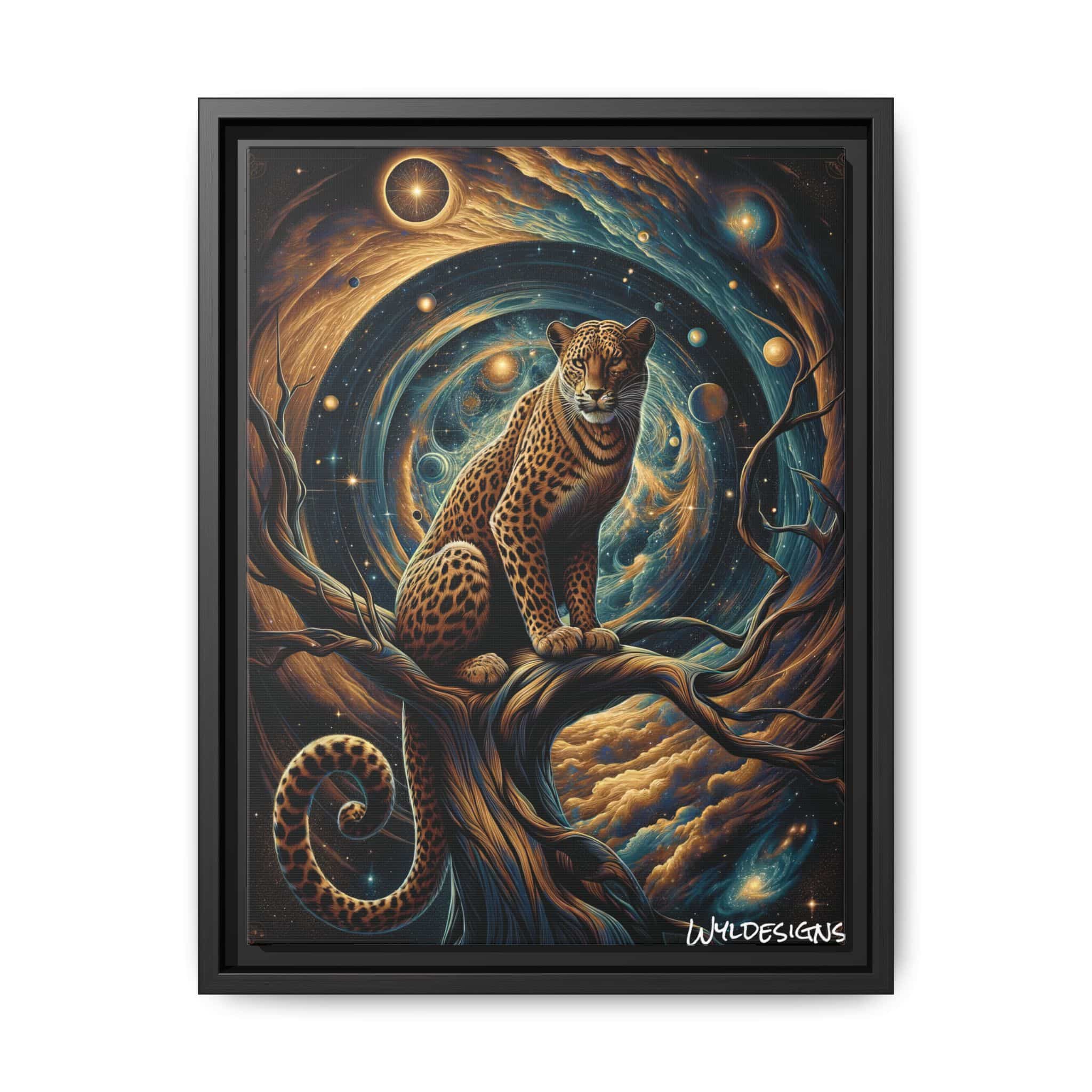 Cosmic Leopard WD-D013 By Wyldesigns Matte Canvas, Black Frame