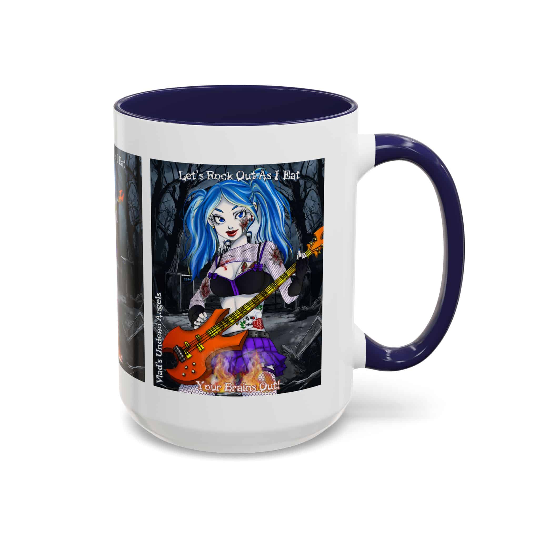 Ashley Undead Angel Zombie Bass Guitarist – Classic Art V2 w/Text Accent Coffee Mug (11, 15oz) - Image 26