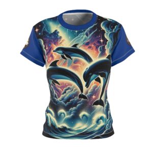 Cosmic Dolphins WD-D008 By Wyldesigns Women's Cut & Sew Tee (AOP)