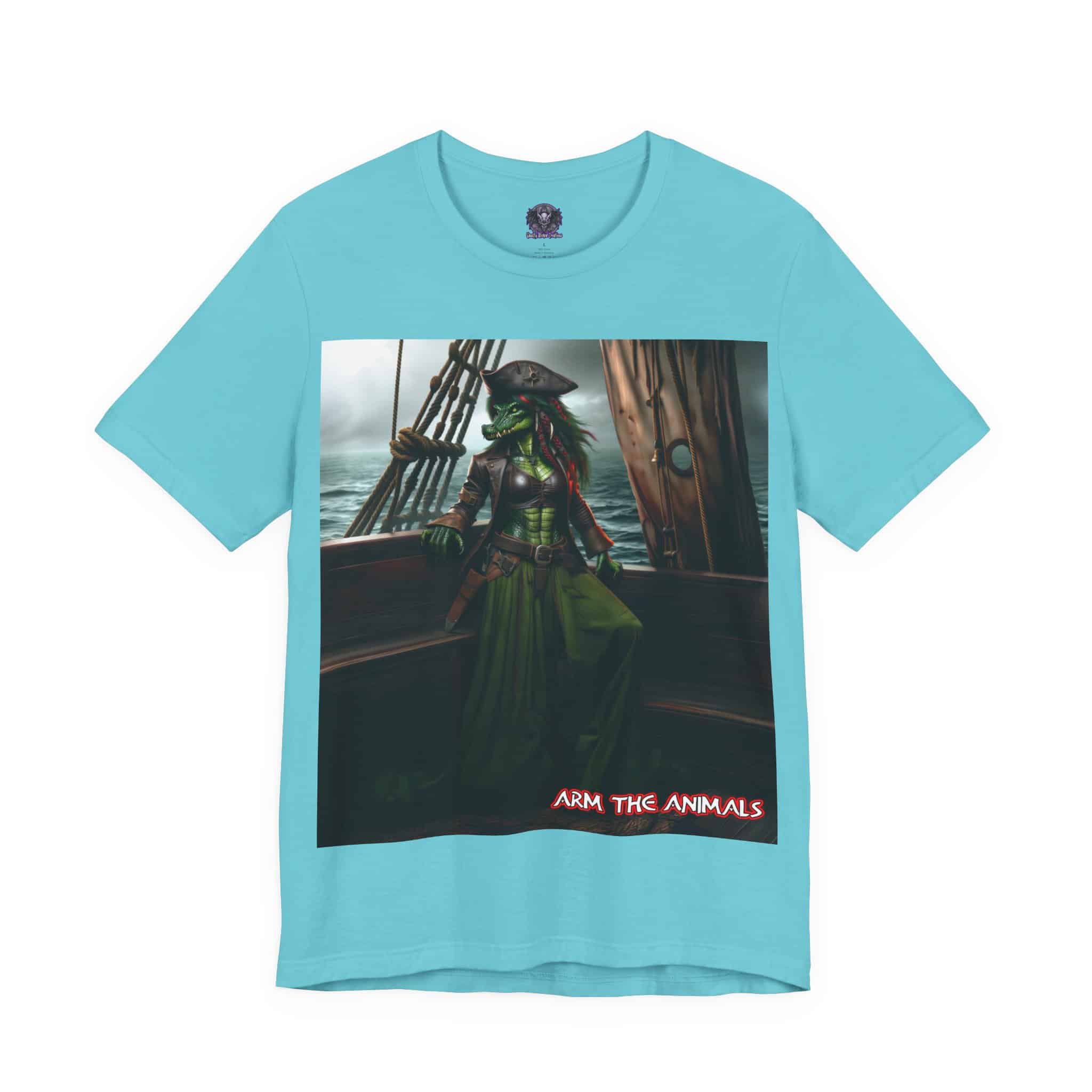 Arm The Animals: Pirate Gator Girl #AA-D-G001 Unisex Jersey Short Sleeve Tee - Image 55