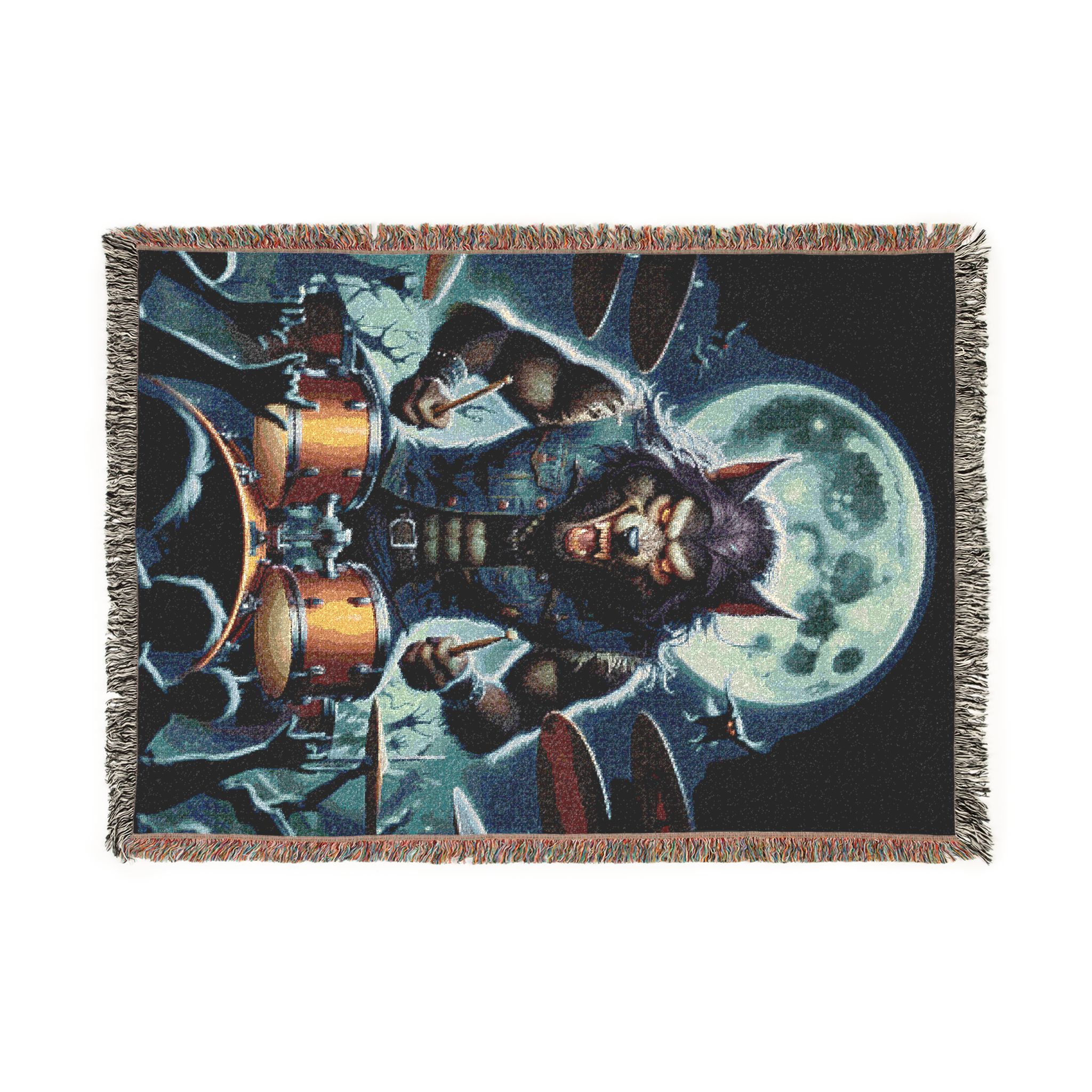 Monster Mosh 2024 Tour Wolfie On Drums MM-D004 Woven Blanket, Cozy Throw for Halloween, Fall Decor, Perfect for Movie Nights, Gift for Monster Lovers, Home Accessories - Image 4