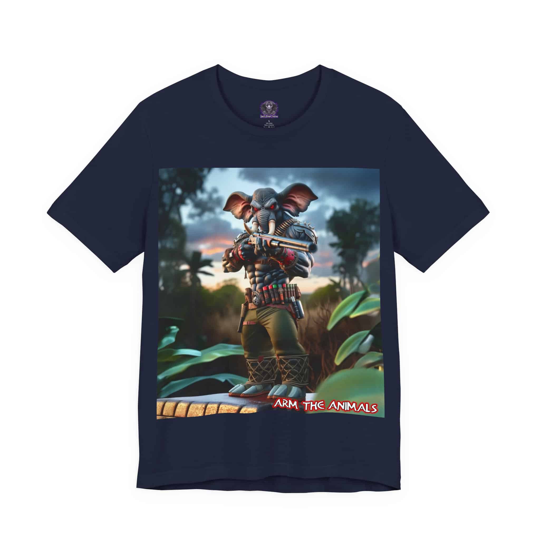 Arm The Animals: Bounty Hunter Elephant #AA-D-El002 Unisex Jersey Short Sleeve Tee - Image 13