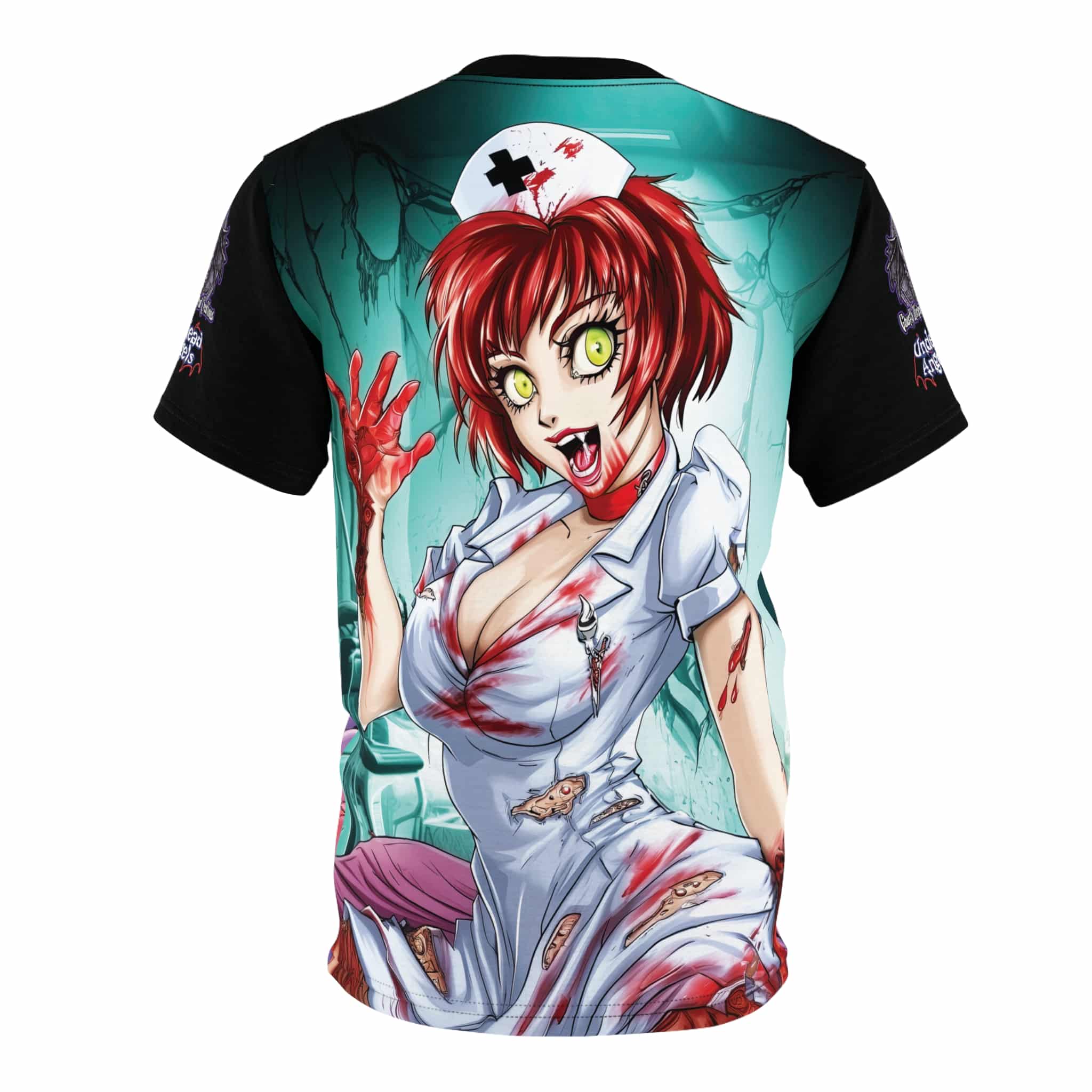 Undead Angels Zombie Nurse Abigail Classic Reborn Style II-DS Unisex Cut & Sew Tee (AOP) - Image 7