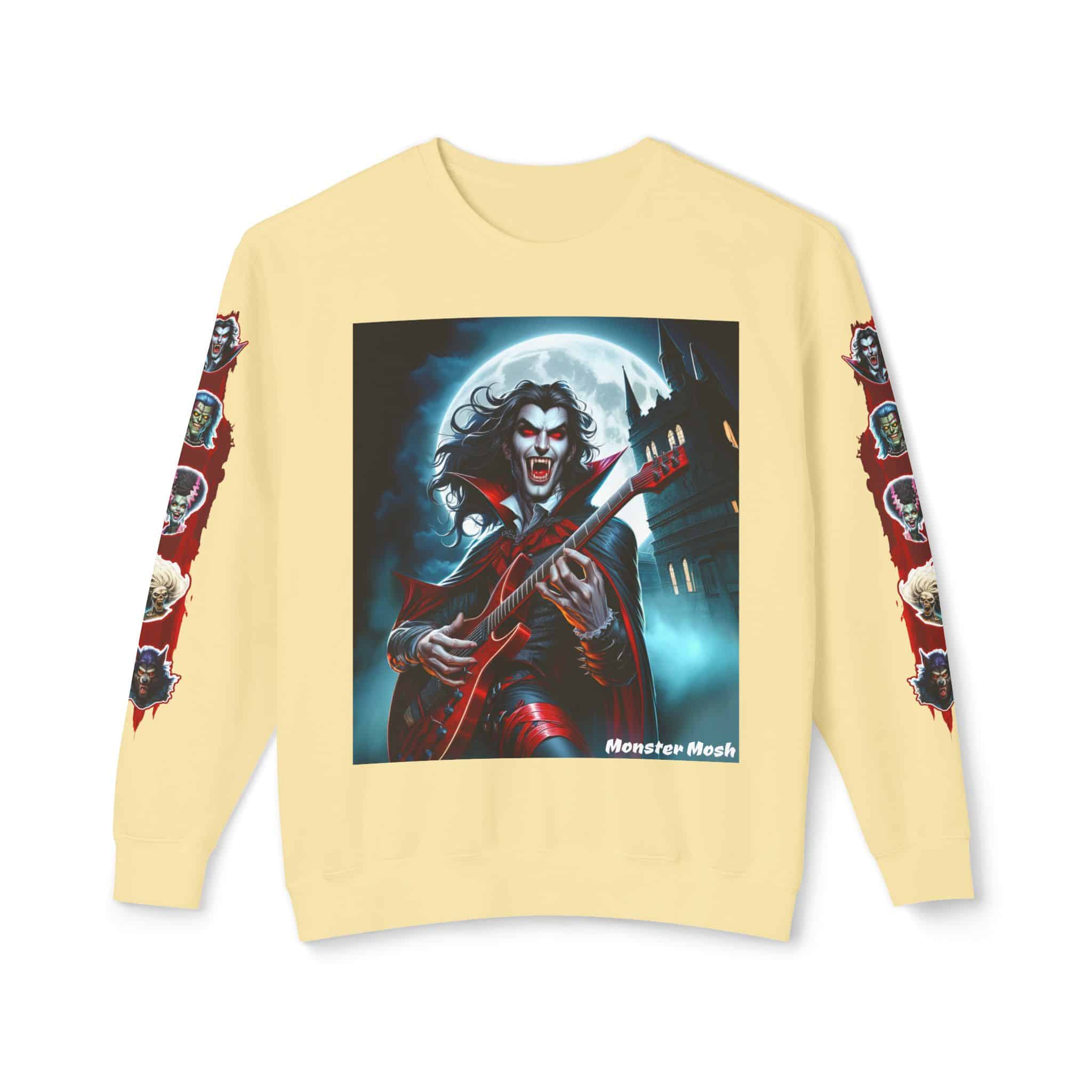 Monster Mosh 2024 Tour Drac on Guitar MM-D001 Deluxe Unisex Lightweight Crewneck Sweatshirt - Image 33
