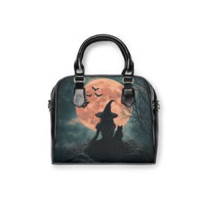 Witch With Black Cat By Moonlight #MJ-W004 Shoulder Handbag