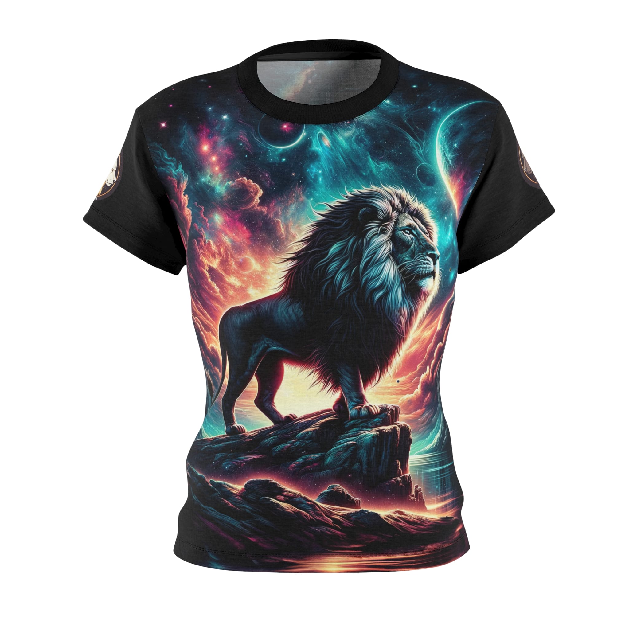 Cosmic Lion WD-D005 By Wyldesigns Women's Cut & Sew Tee (AOP) - Image 4