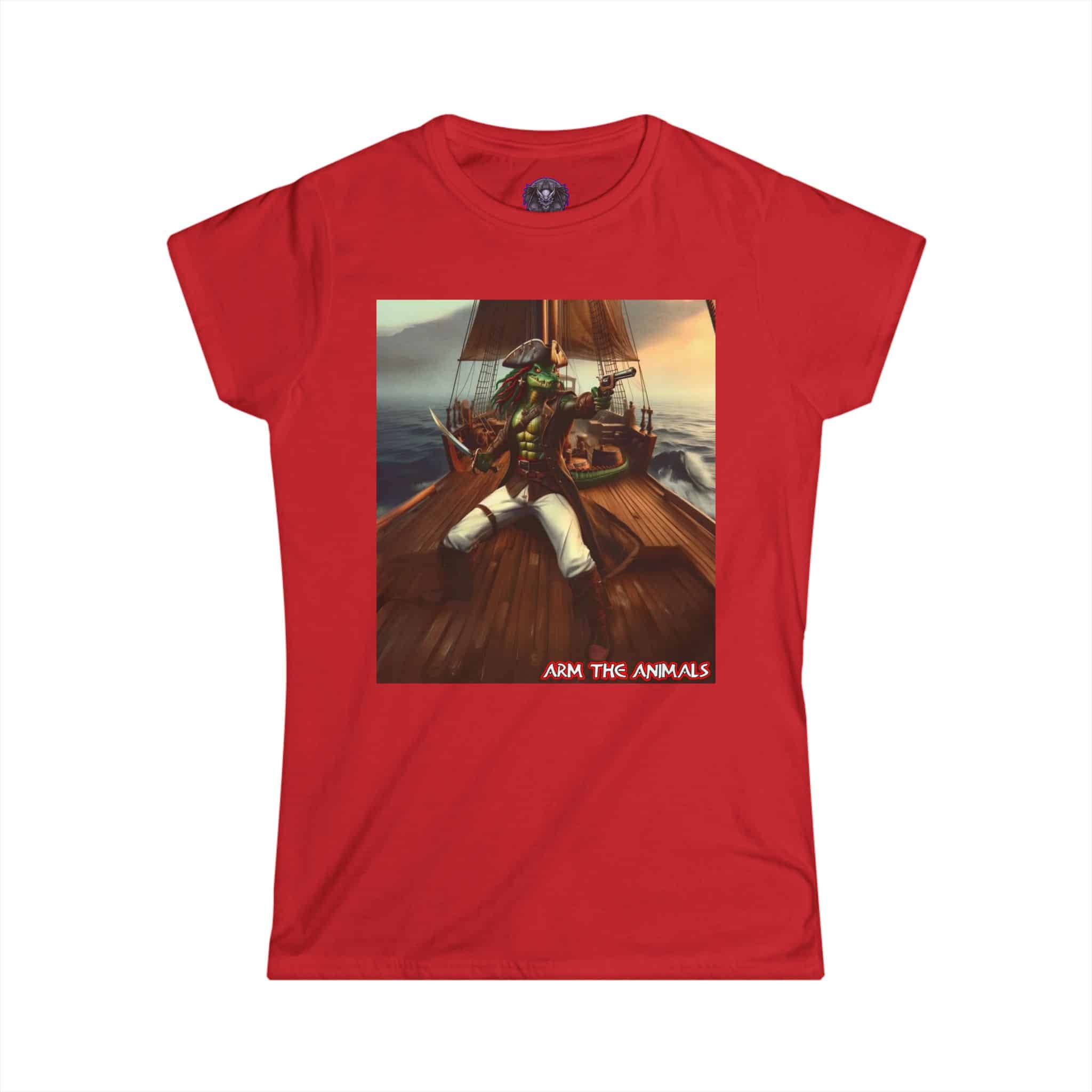 Arm The Animals: Pirate Gator #AA-D-PG002a Women's Softstyle Tee - Image 40