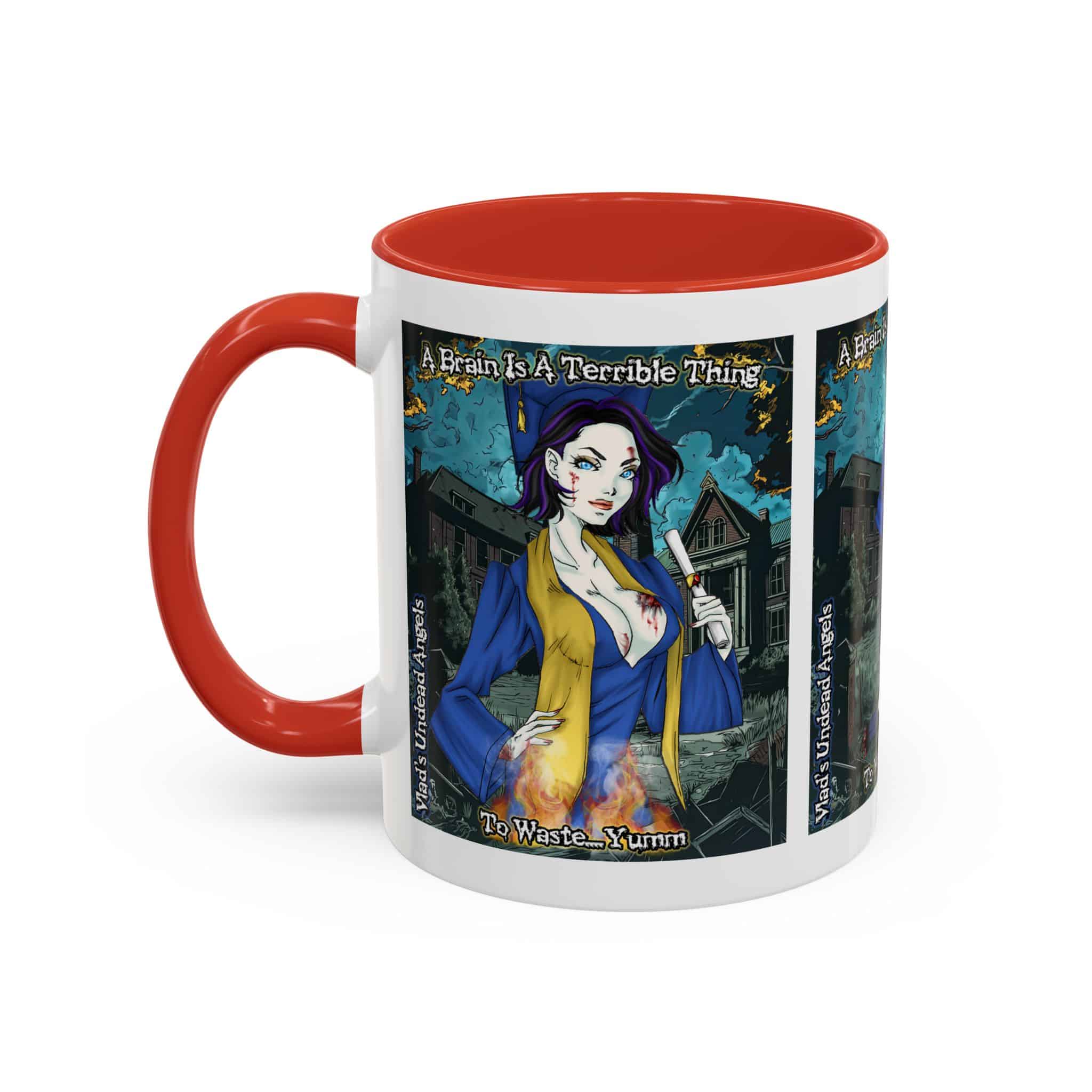 Tiffany Undead Angel Zombie Graduate – Classic Art V2 w/Text Accent Coffee Mug (11, 15oz) - Image 11
