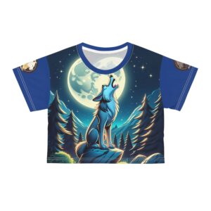 Howling Wolf Toon Style WD-D012 By Wyldesigns Crop Tee (AOP)