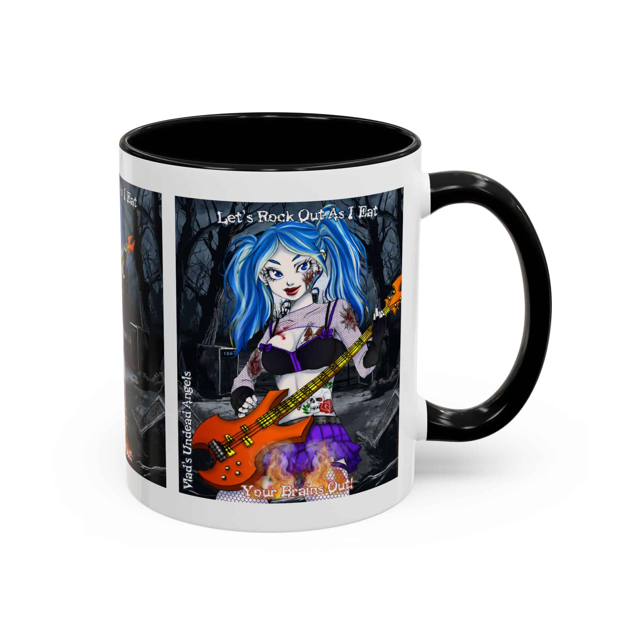 Ashley Undead Angel Zombie Bass Guitarist – Classic Art V2 w/Text Accent Coffee Mug (11, 15oz) - Image 10