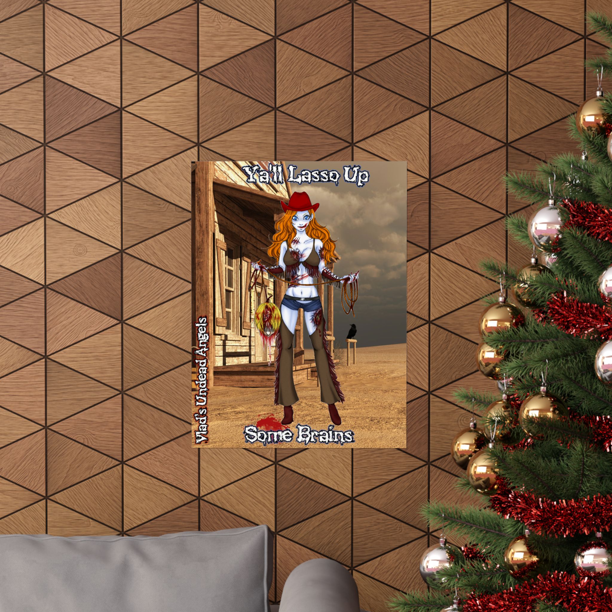 Cassidy Undead Angel Zombie Cowgirl (Alt Hair)- Classic Art w/Text Matte Vertical Posters - Image 4