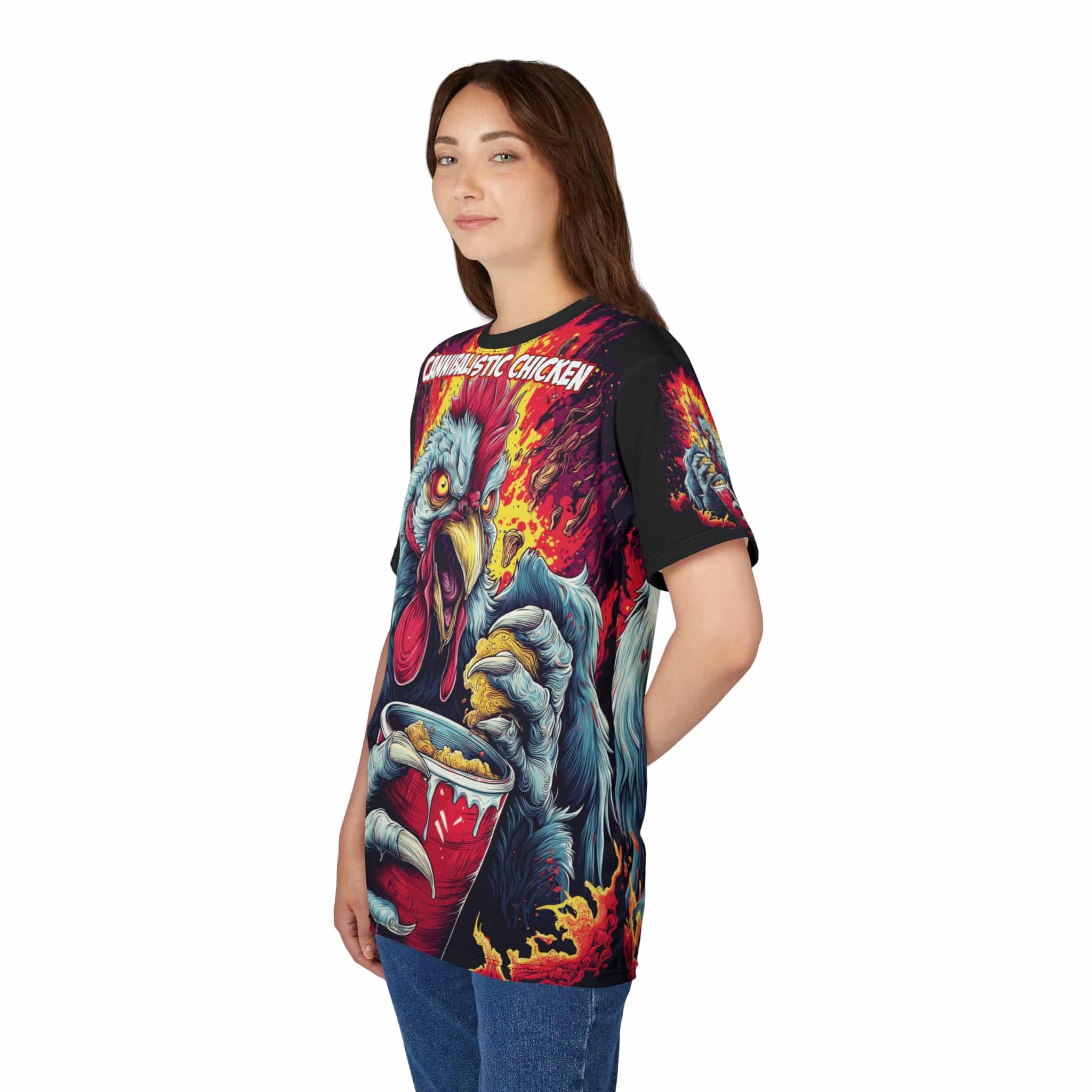 Cannibalistic Chicken Band Unisex Tee (AOP) - Image 18
